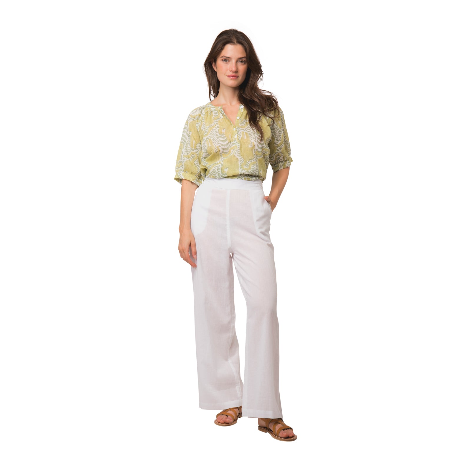 Leana Trousers S.color 100% Coton - White WHITE