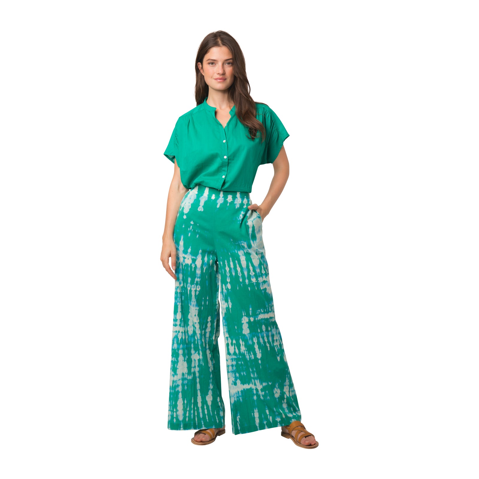 Leana Trousers T&d 100% Coton - Green GREEN