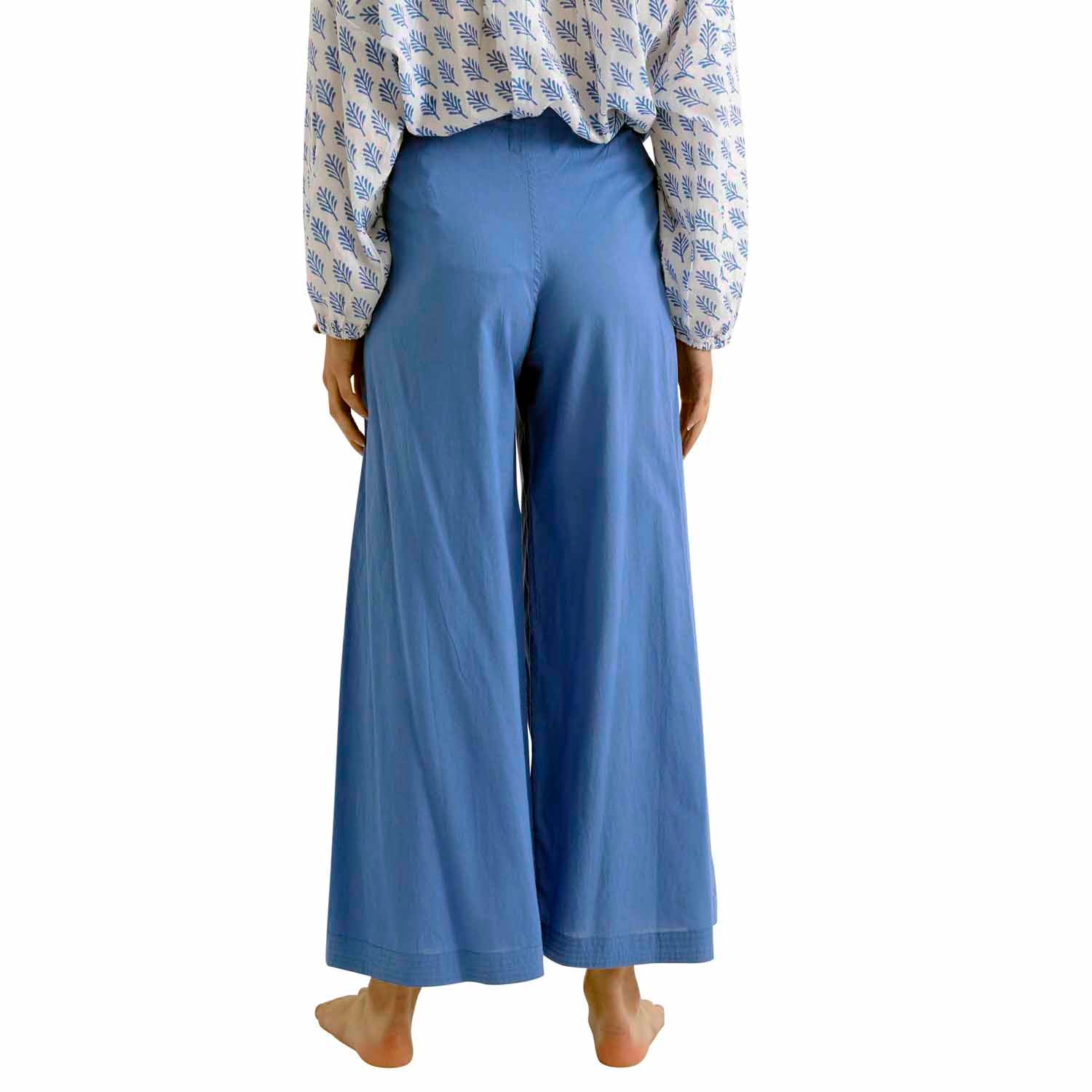 Pantalon Large Uni 100% Coton - Bleu Ocean BLEU OCEAN