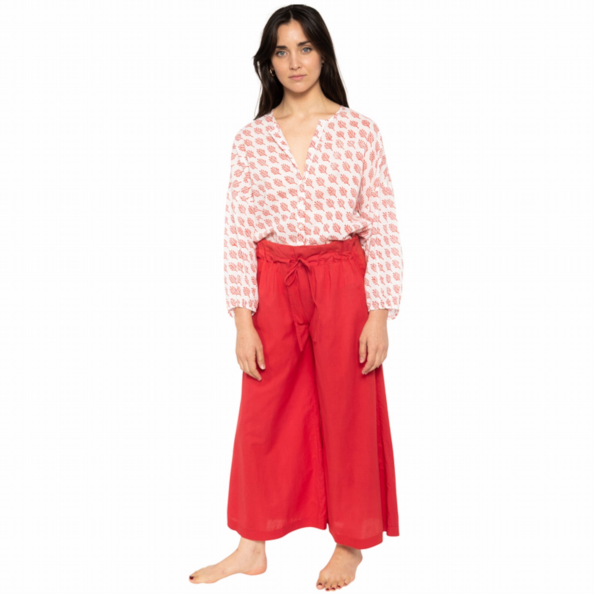 Pantalon Large Uni 100% Coton - Rouge Sun ROUGE SUN