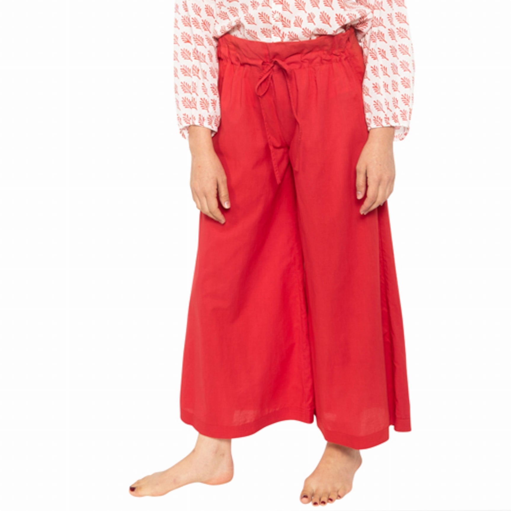 Pantalon Large Uni 100% Coton - Rouge Sun ROUGE SUN