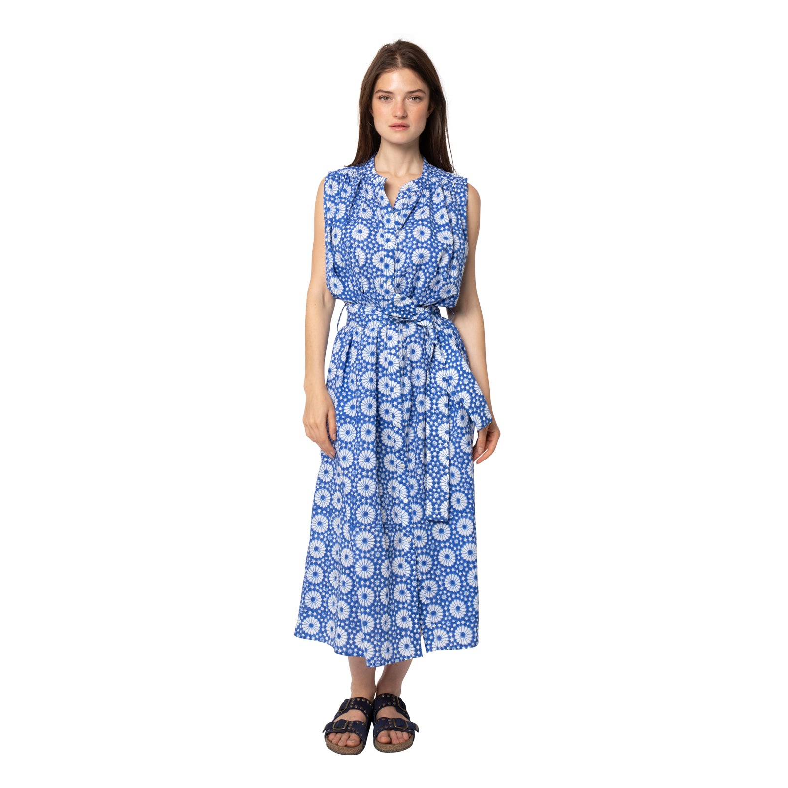 Manuela Dress Kolam 100% Organic Cotton - Blue BLUE