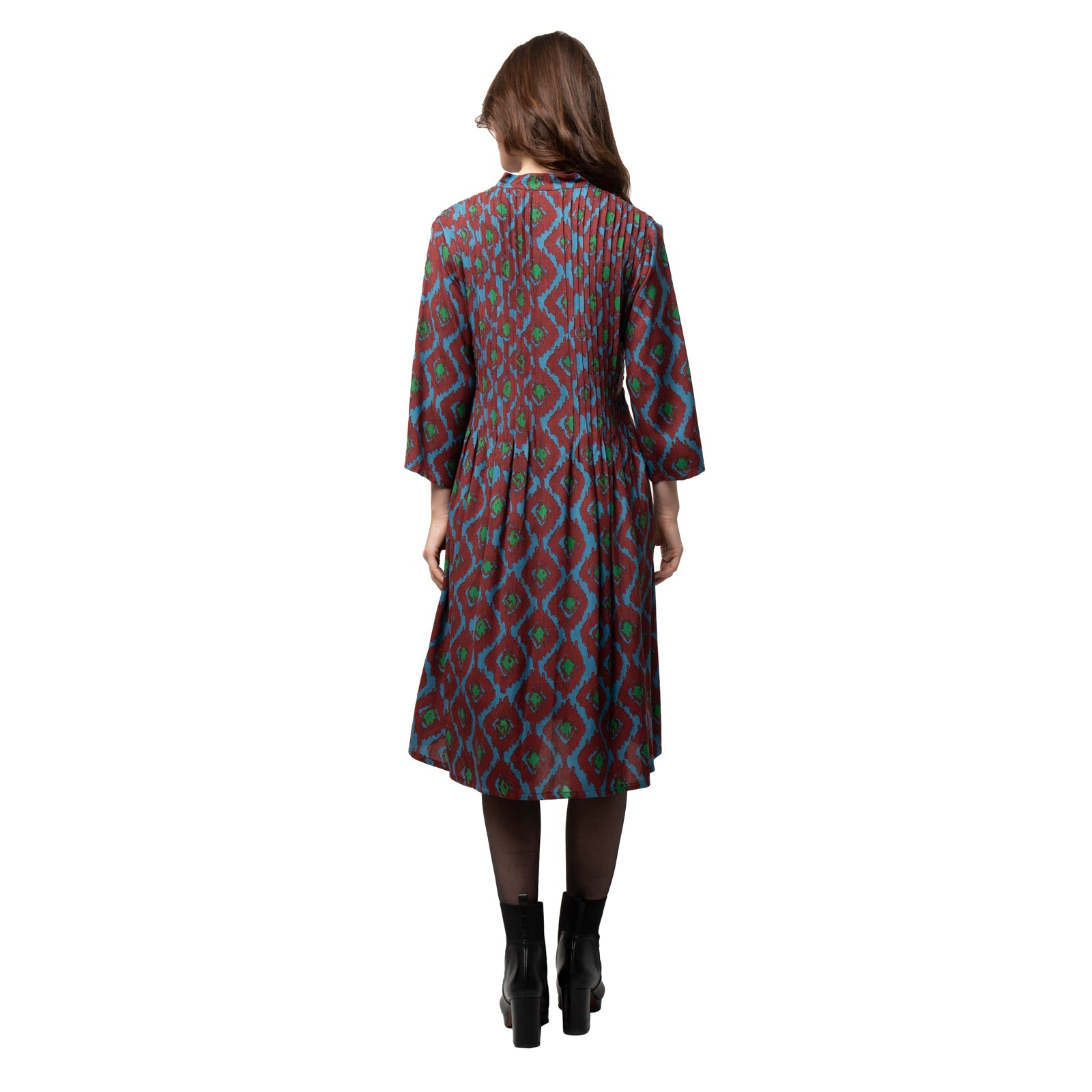 Marie Dress Ikat  - Burgundy BURGUNDY