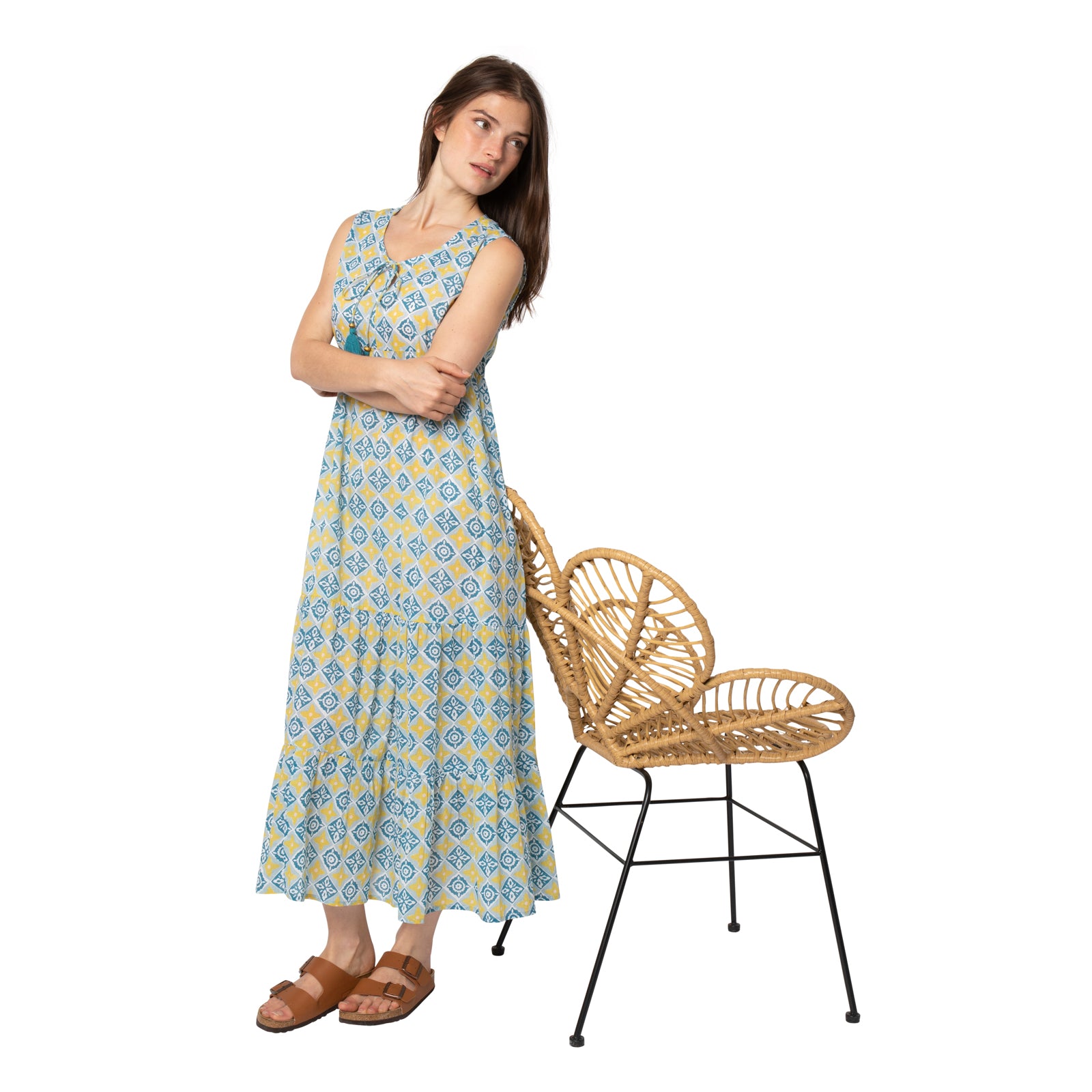 Abba Dress Tily 100% Coton - Blue Ochre BLUE OCHRE