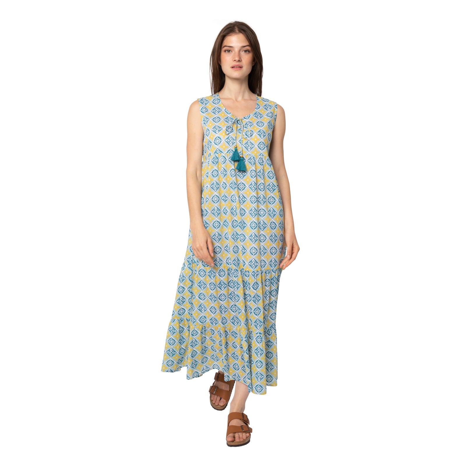 Abba Dress Tily 100% Coton - Blue Ochre BLUE OCHRE