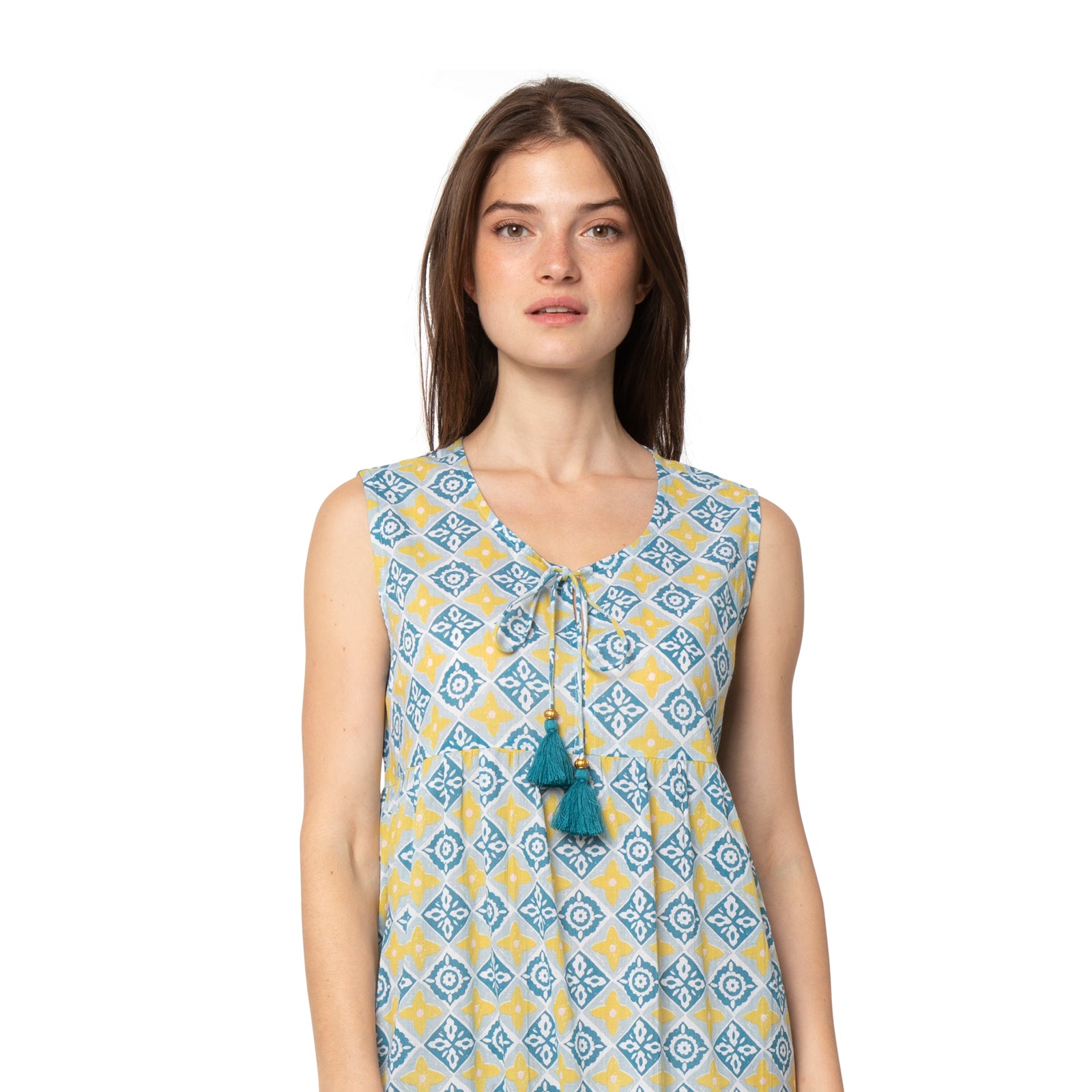 Abba Dress Tily 100% Coton - Blue Ochre BLUE OCHRE