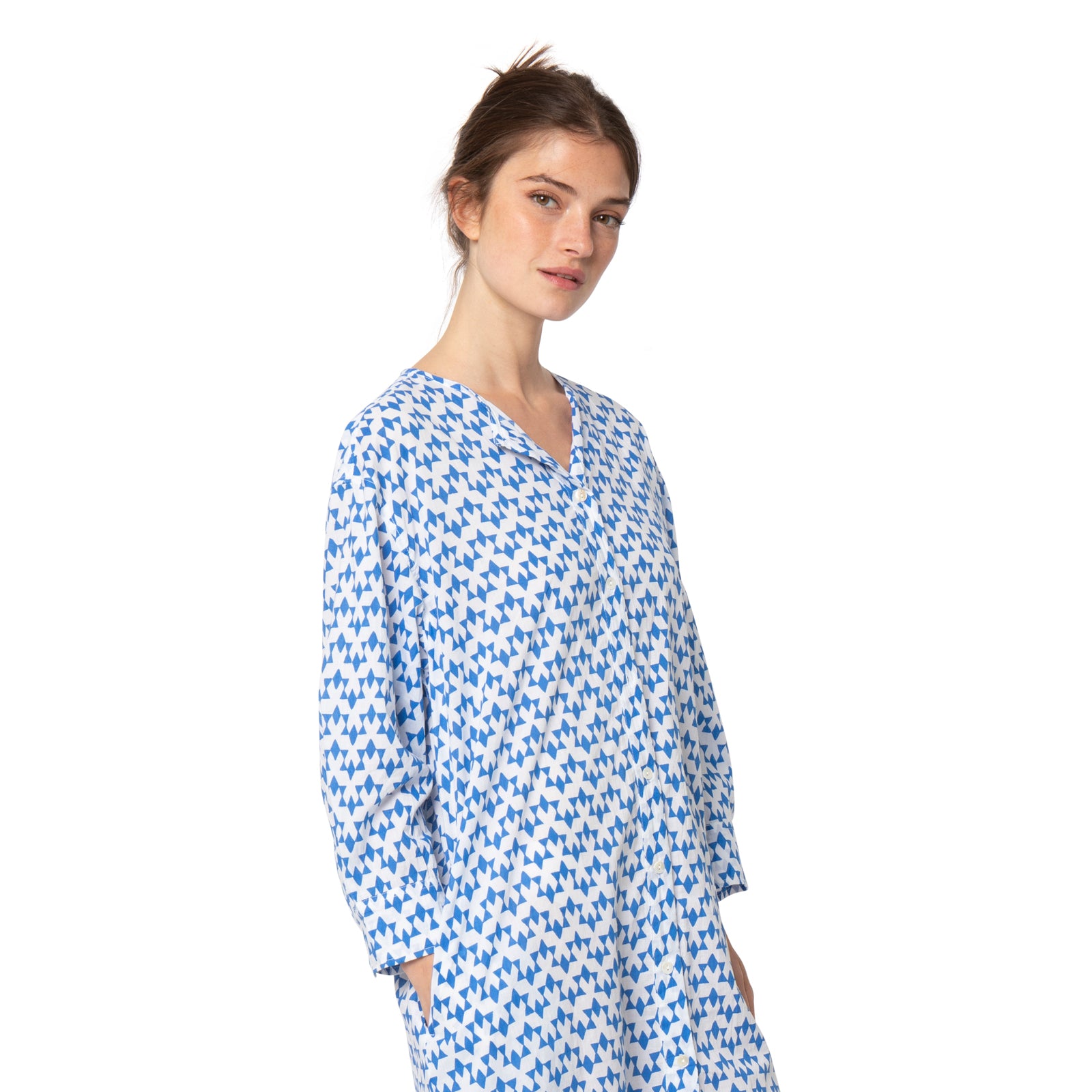 Noemie Shirt Dress Abu 100% Coton - Blue BLUE