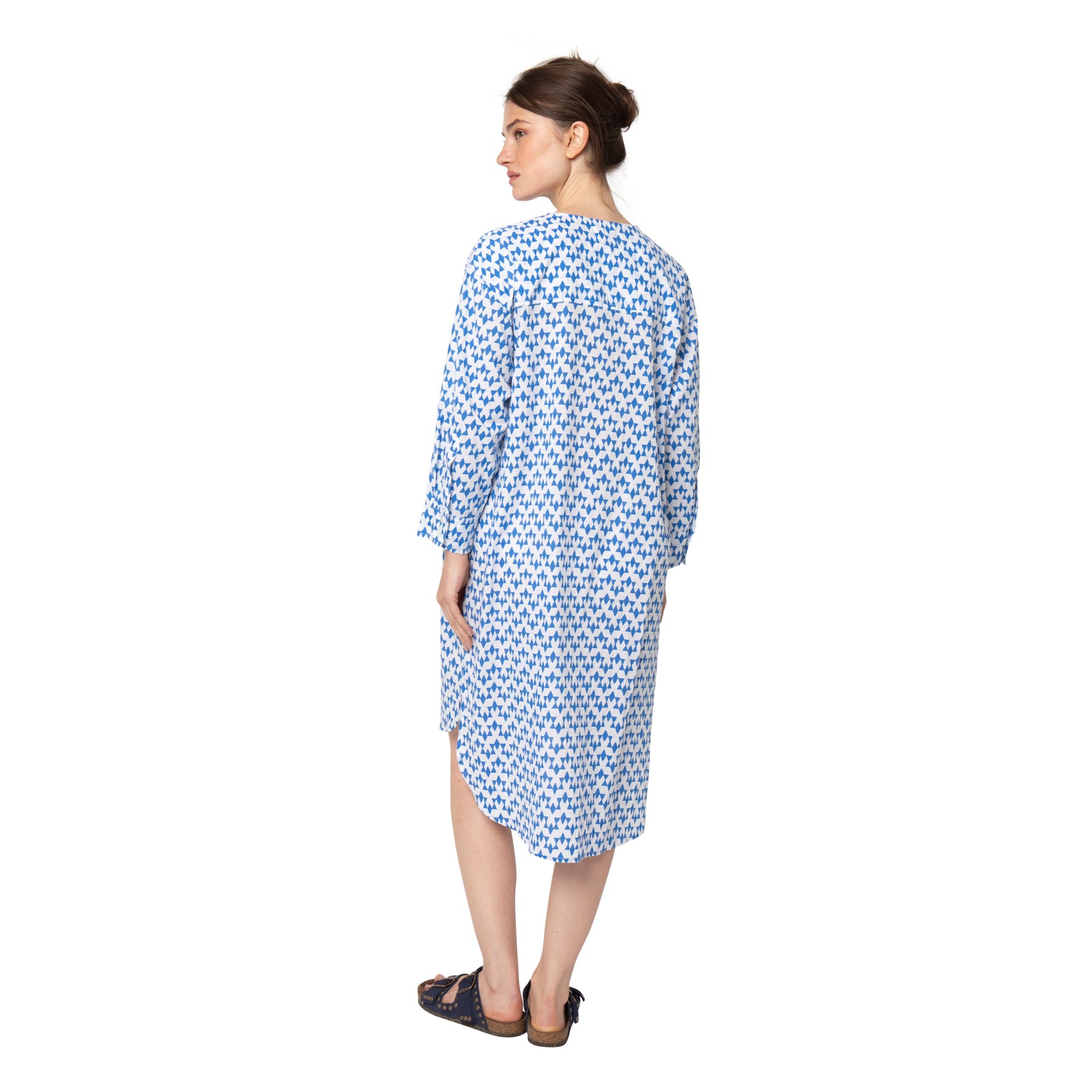 Noemie Shirt Dress Abu 100% Coton - Blue BLUE