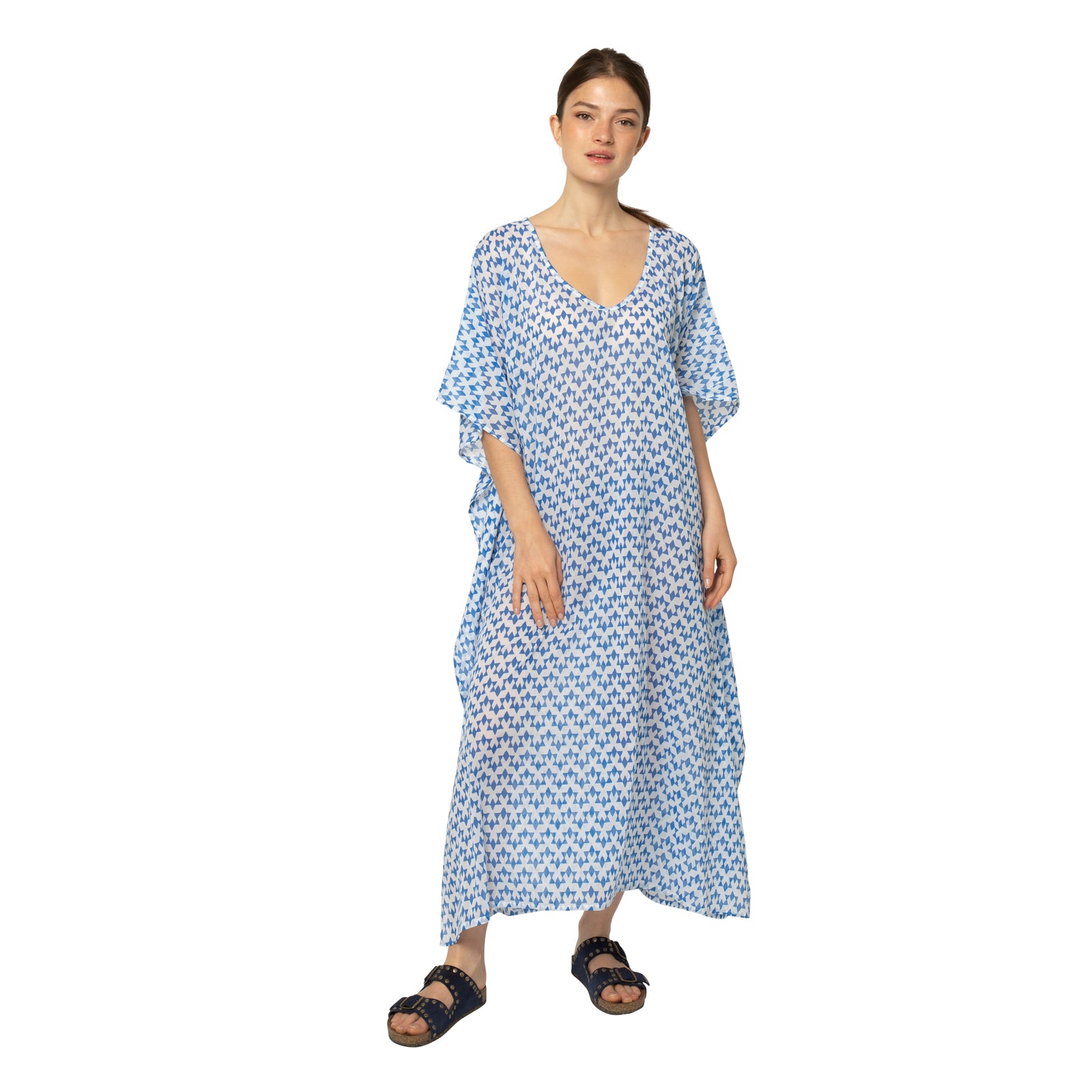 Lina Caftan Abu 100% Cotton - Blue BLUE