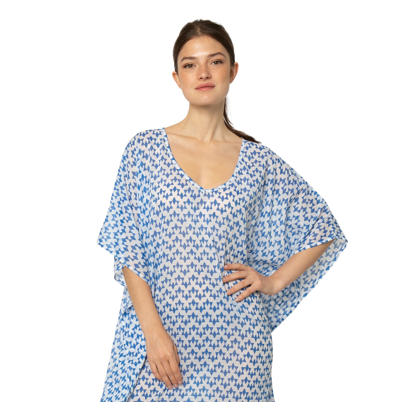 Lina Caftan Abu 100% Cotton - Blue BLUE