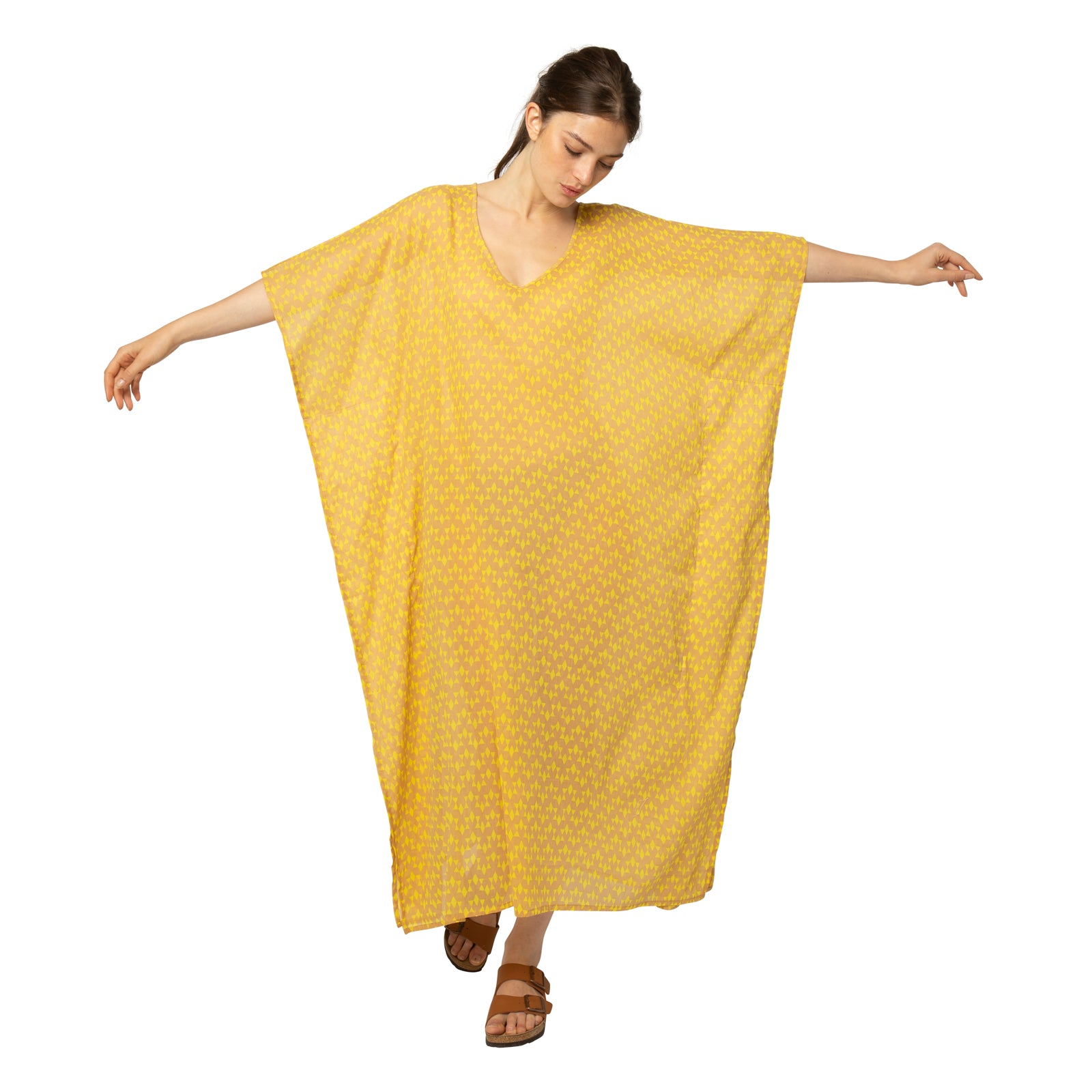 Lina Caftan Abu 100% Cotton - Ochre OCHRE