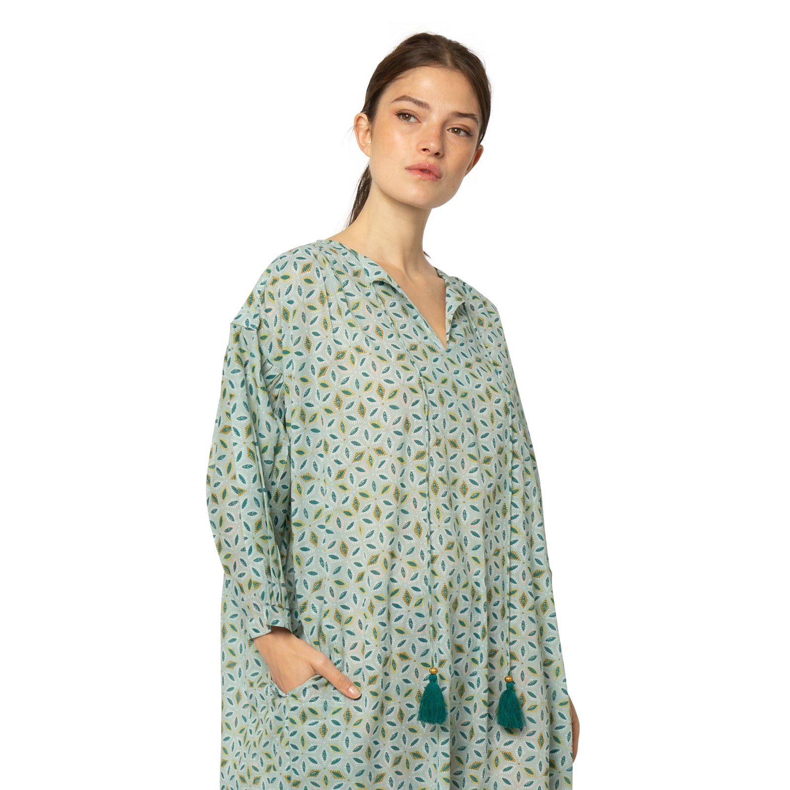 Alice Dress Starflower 100% Coton - Green GREEN