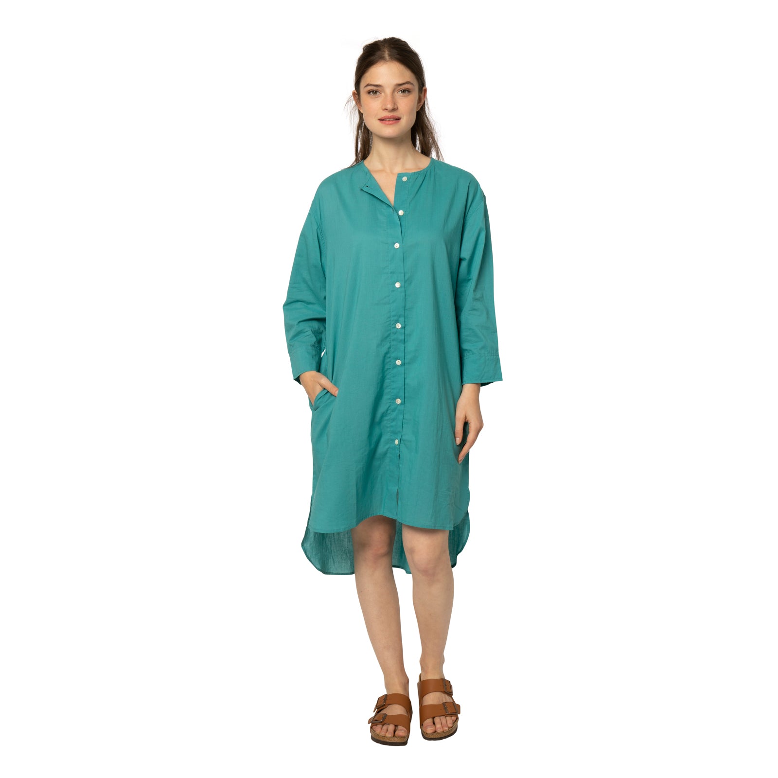 Noemie Shirt Dress 100% Coton - Green GREEN