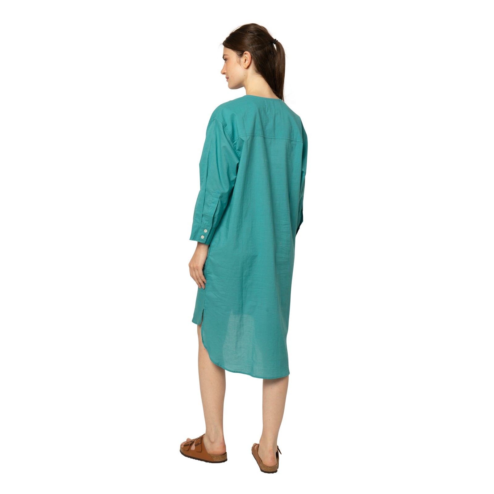 Noemie Shirt Dress 100% Coton - Green GREEN