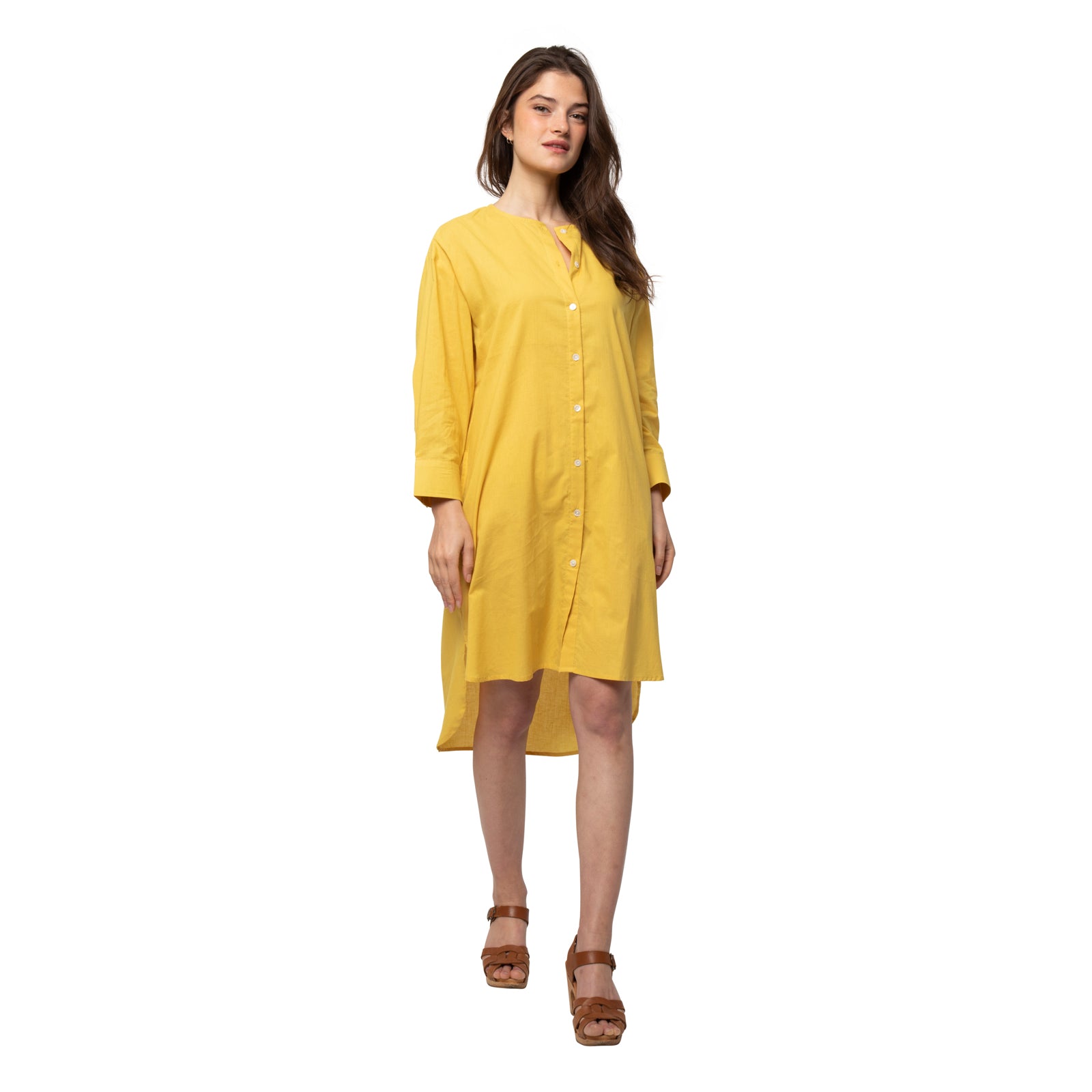 Noemie Shirt Dress 100% Coton - Ochre OCHRE