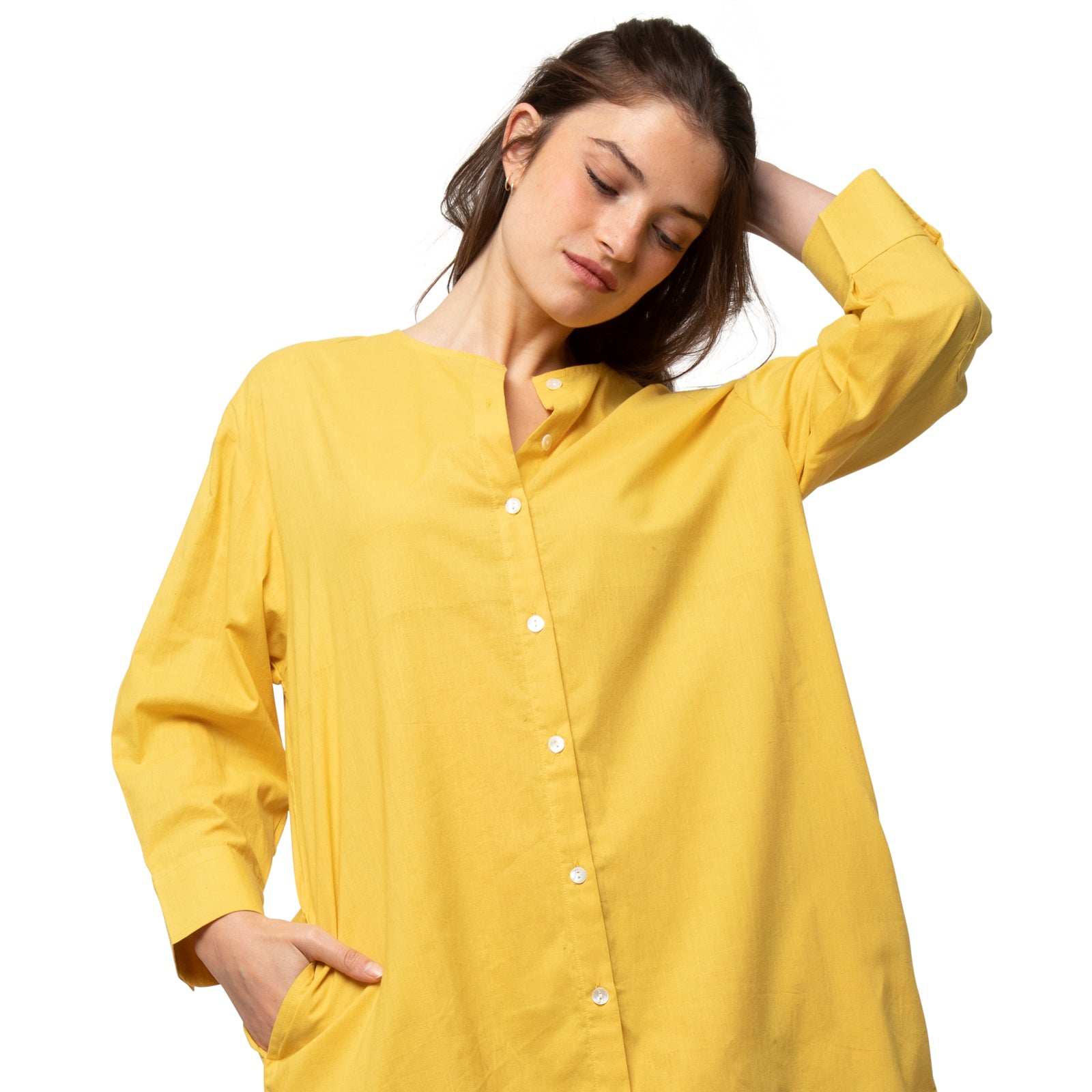 Noemie Shirt Dress 100% Coton - Ochre OCHRE