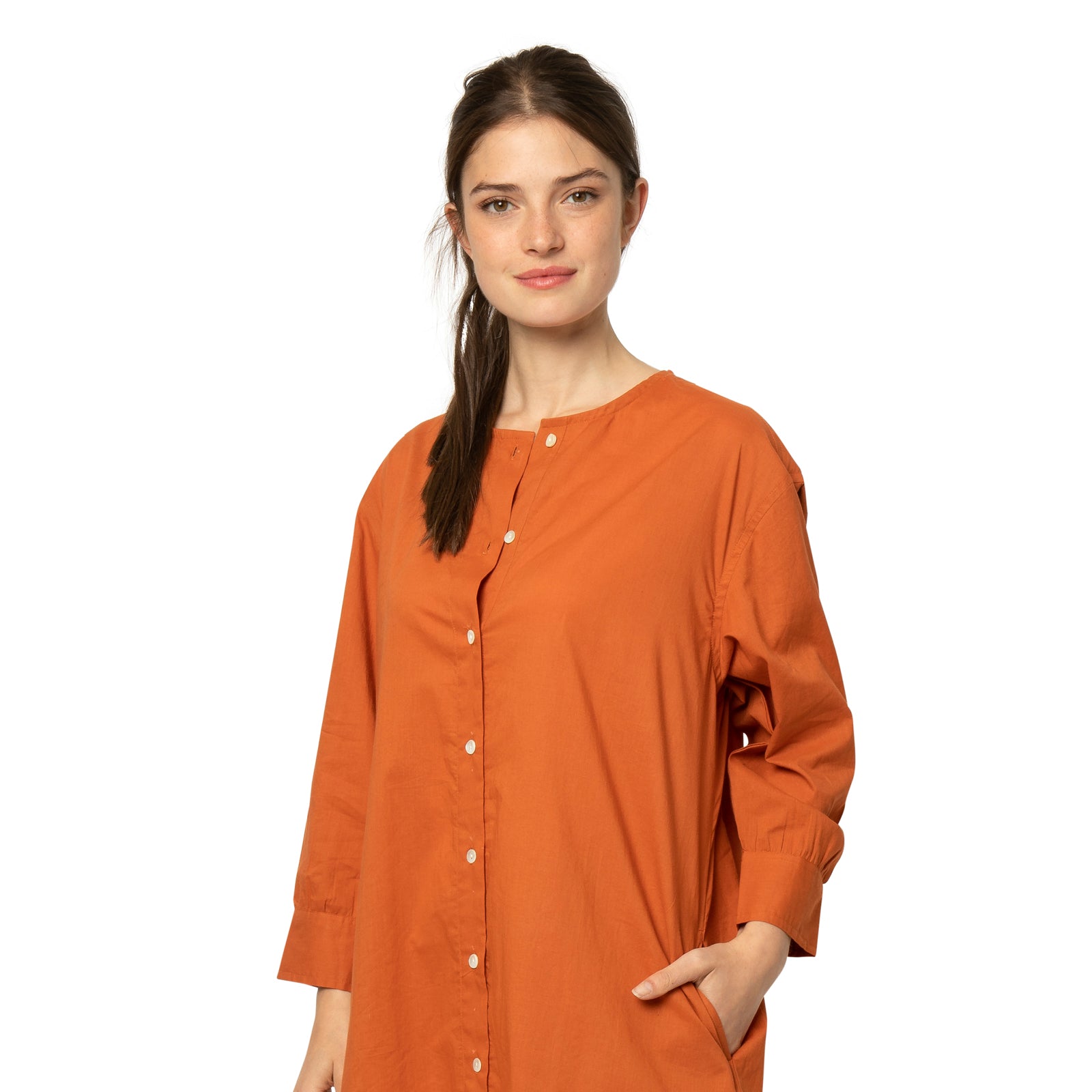 Noemie Shirt Dress 100% Coton - Terracotta TERRACOTTA