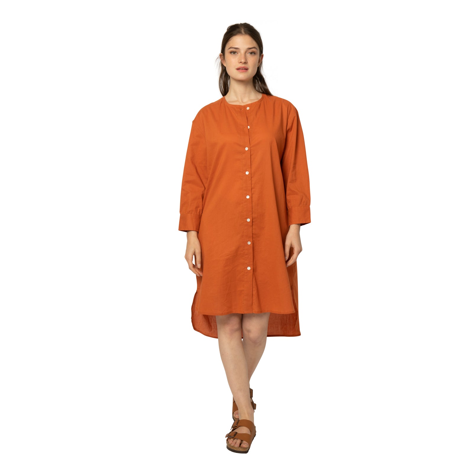 Noemie Shirt Dress 100% Coton - Terracotta TERRACOTTA