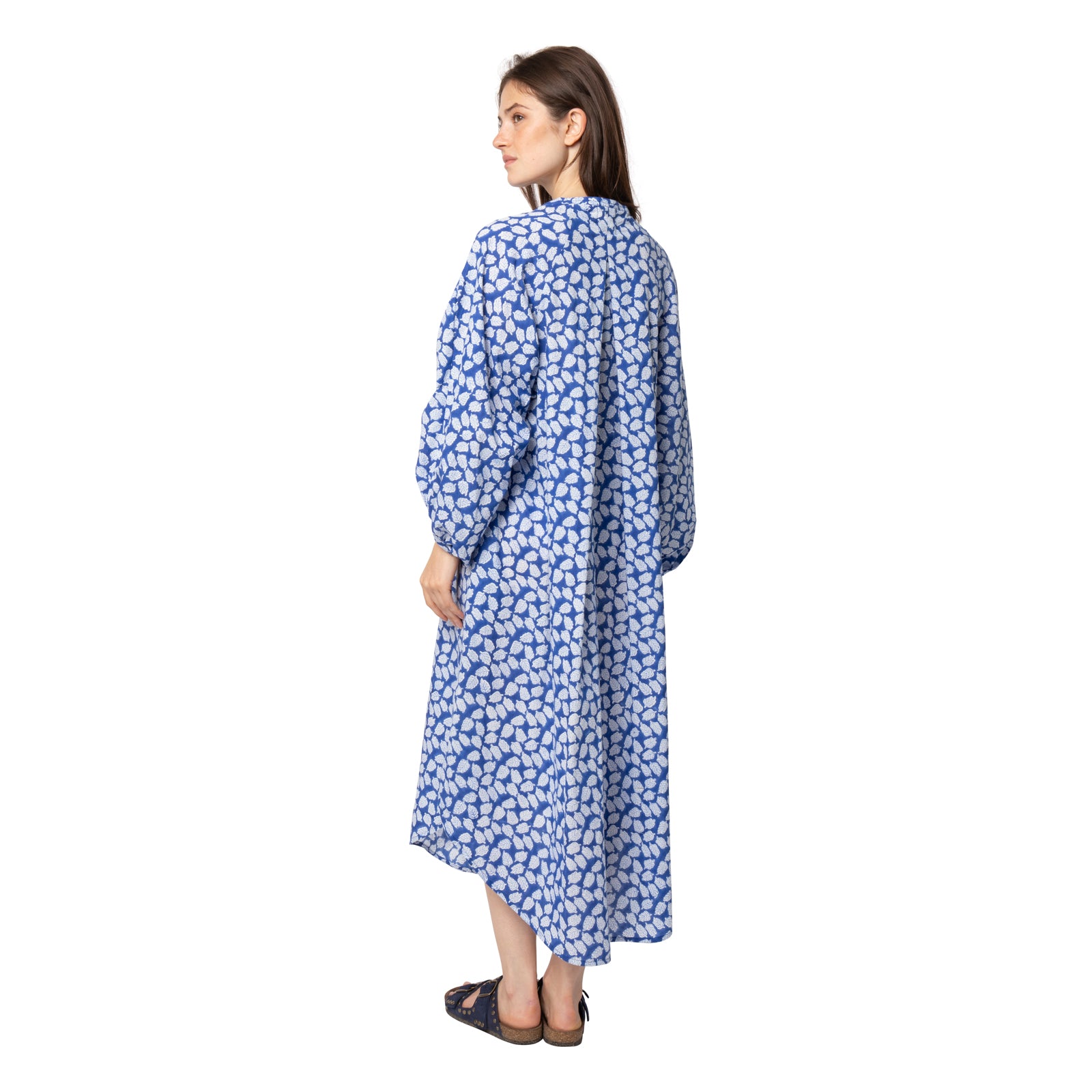 Lilou Dress Leafy 100% Organic Cotton - Blue BLUE