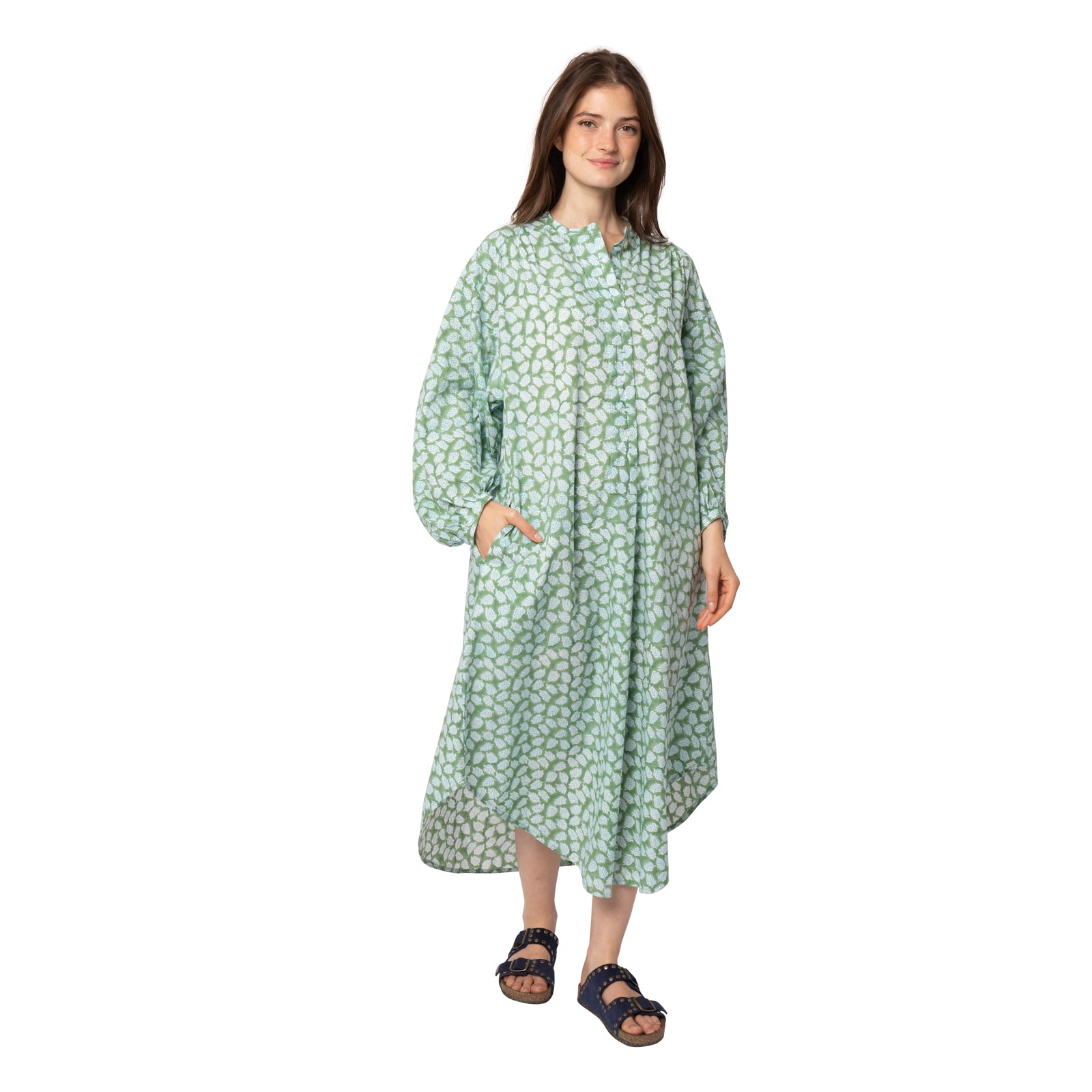 Lilou Dress Leafy 100% Organic Cotton - Green GREEN