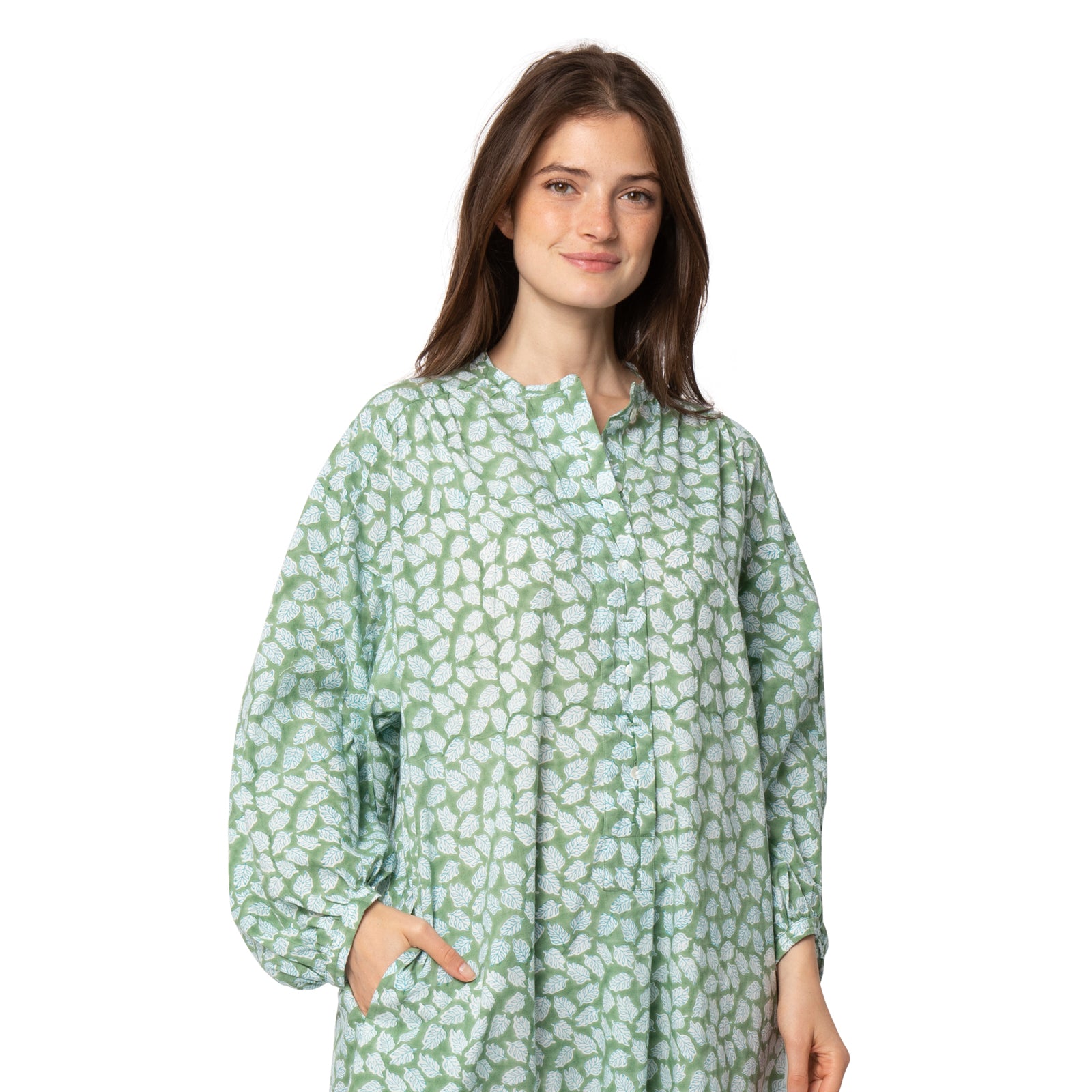 Lilou Dress Leafy 100% Organic Cotton - Green GREEN