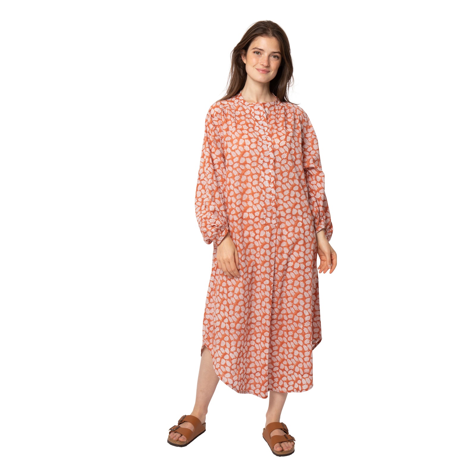 Lilou Dress Leafy 100% Organic Cotton - Terracotta TERRACOTTA