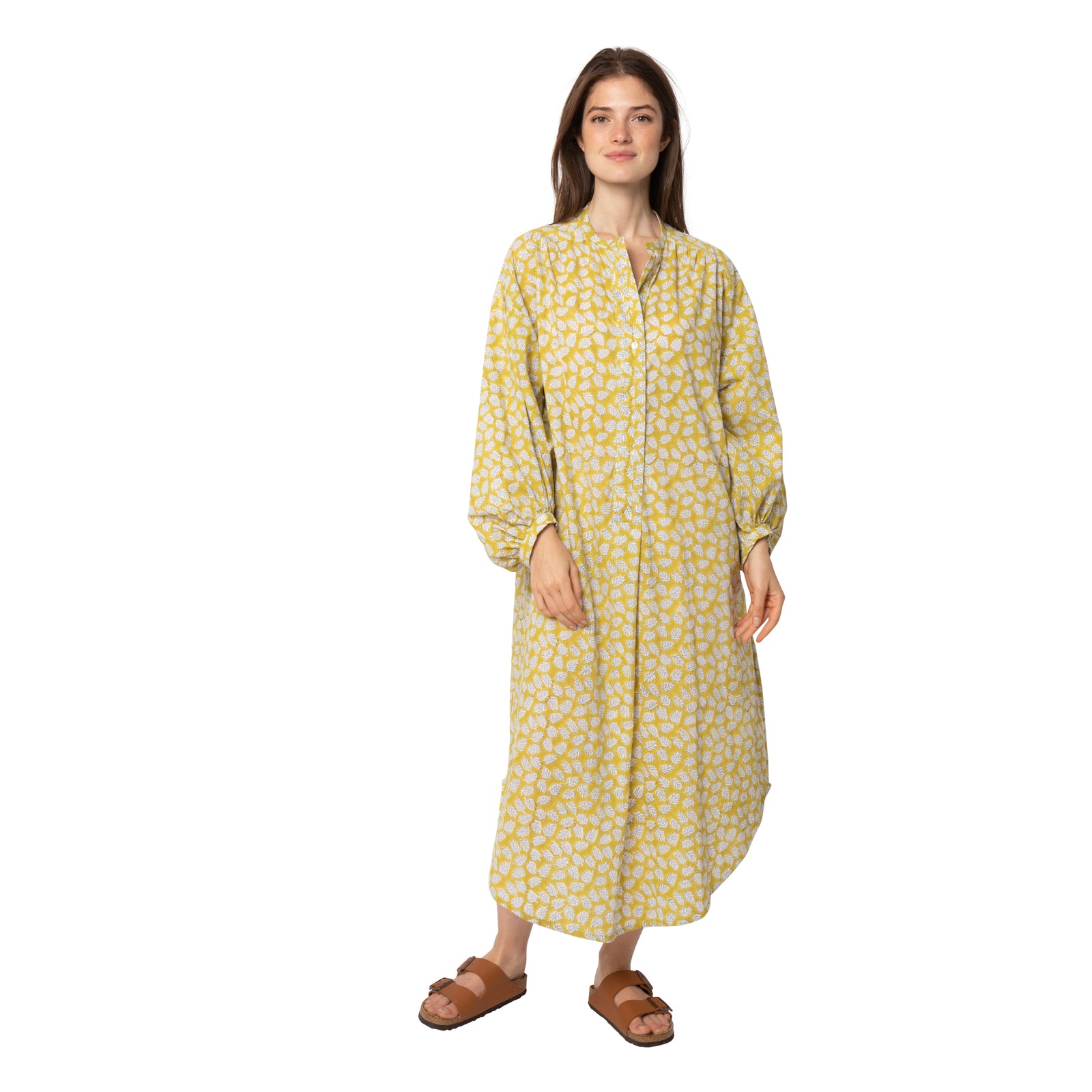 Lilou Dress Leafy 100% Organic Cotton - Yellow Flave YELLOW FLAVE