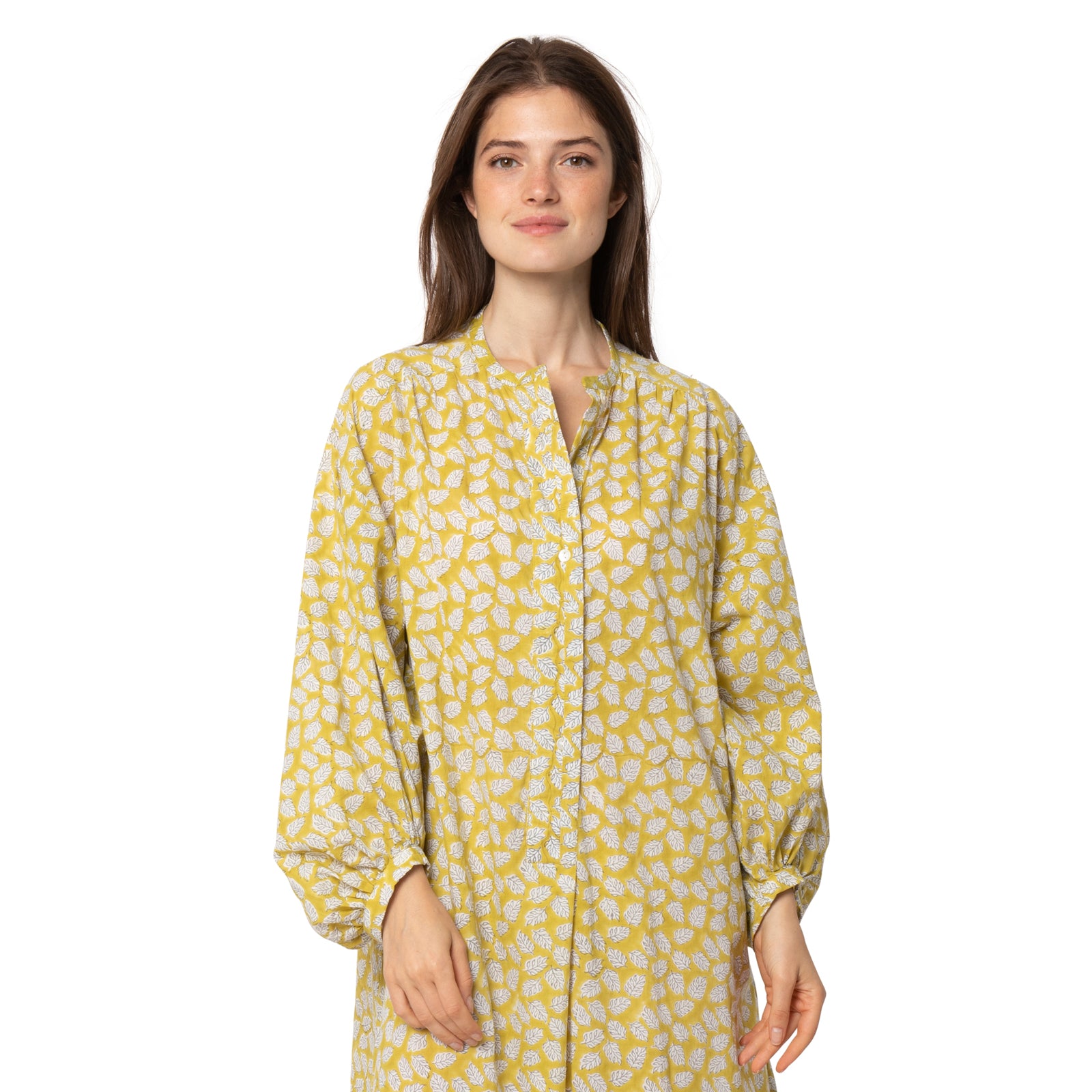 Lilou Dress Leafy 100% Organic Cotton - Yellow Flave YELLOW FLAVE