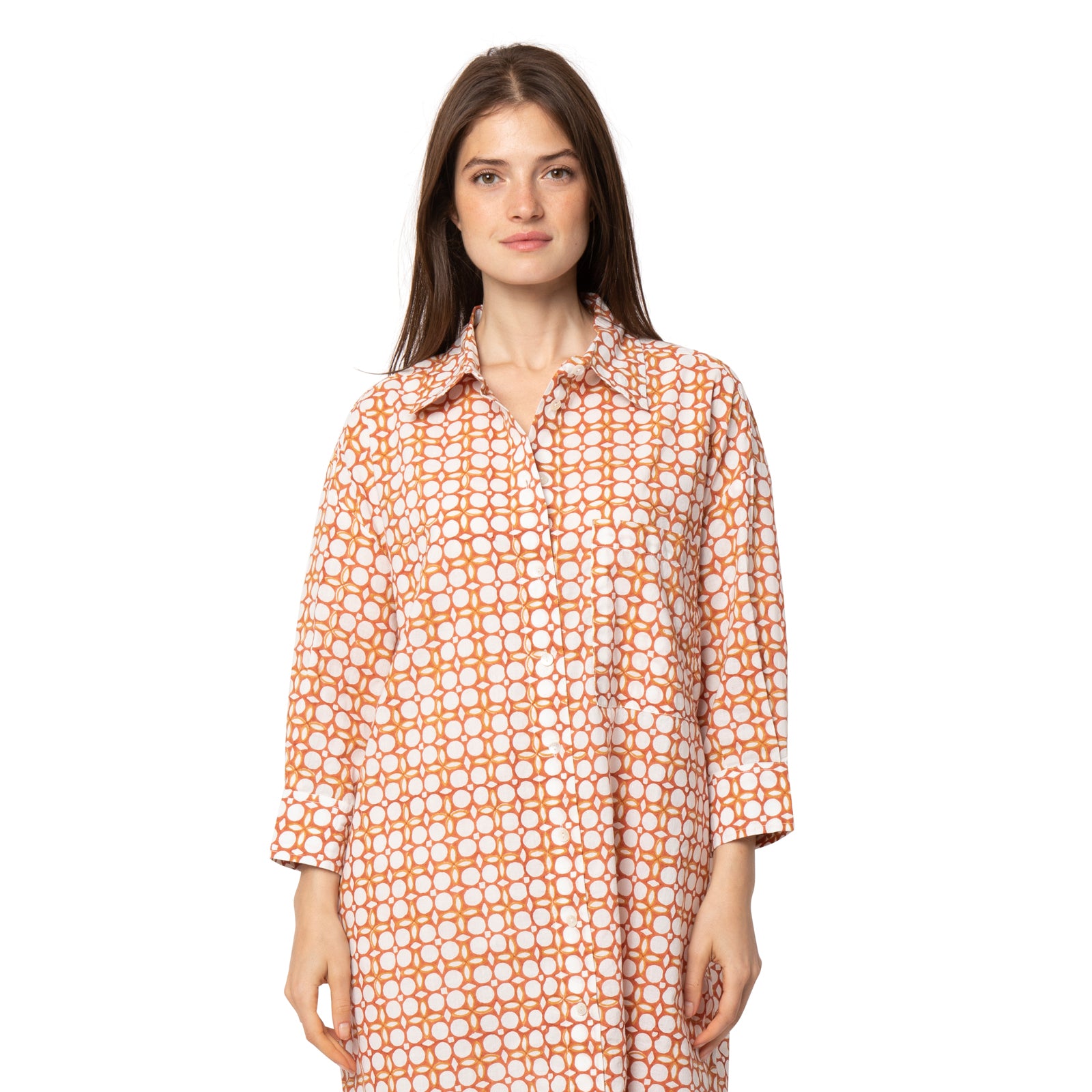 Camelia Shirt Dress Dotty 100% Organic Cotton - Terra Cotta TERRA COTTA