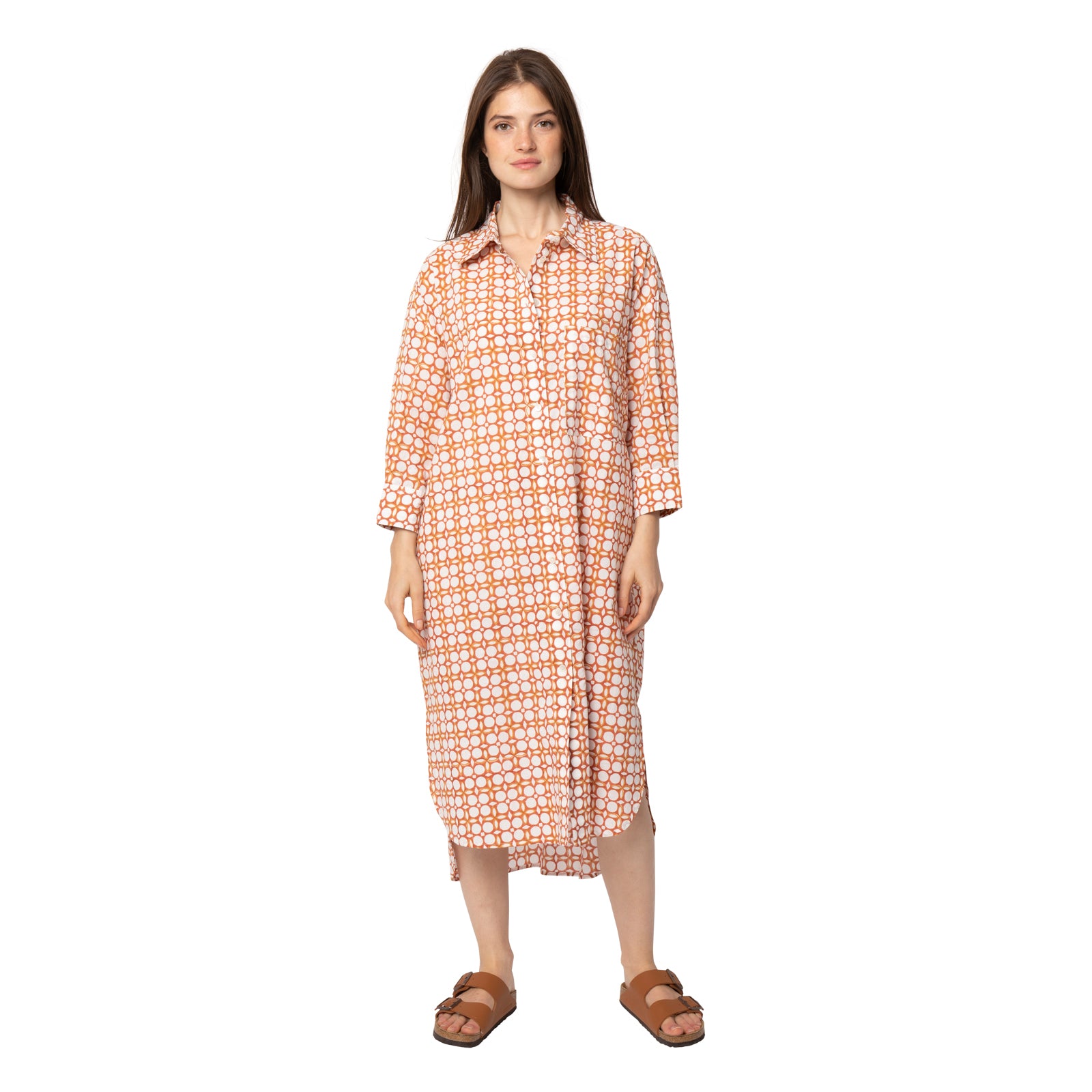 Camelia Shirt Dress Dotty 100% Organic Cotton - Terra Cotta TERRA COTTA