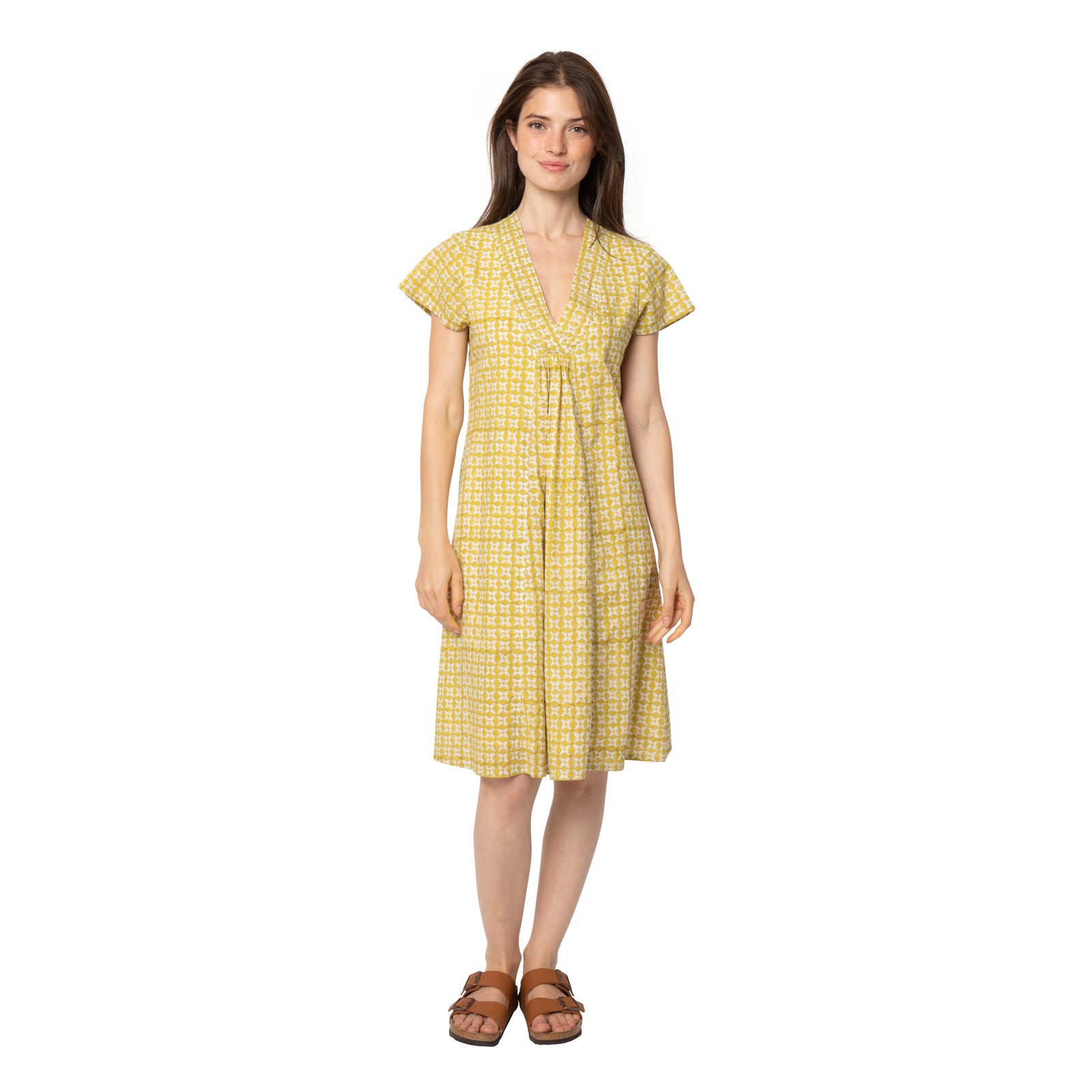 V Neck Dress Pistil 100% Organic Cotton - Yellow Flave YELLOW FLAVE