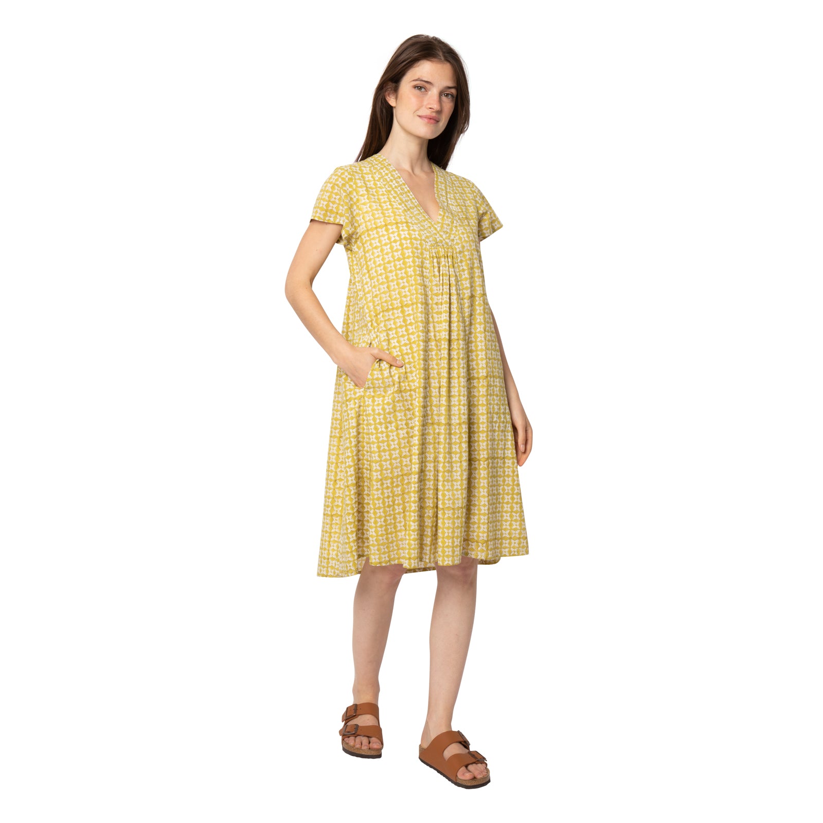 V Neck Dress Pistil 100% Organic Cotton - Yellow Flave YELLOW FLAVE