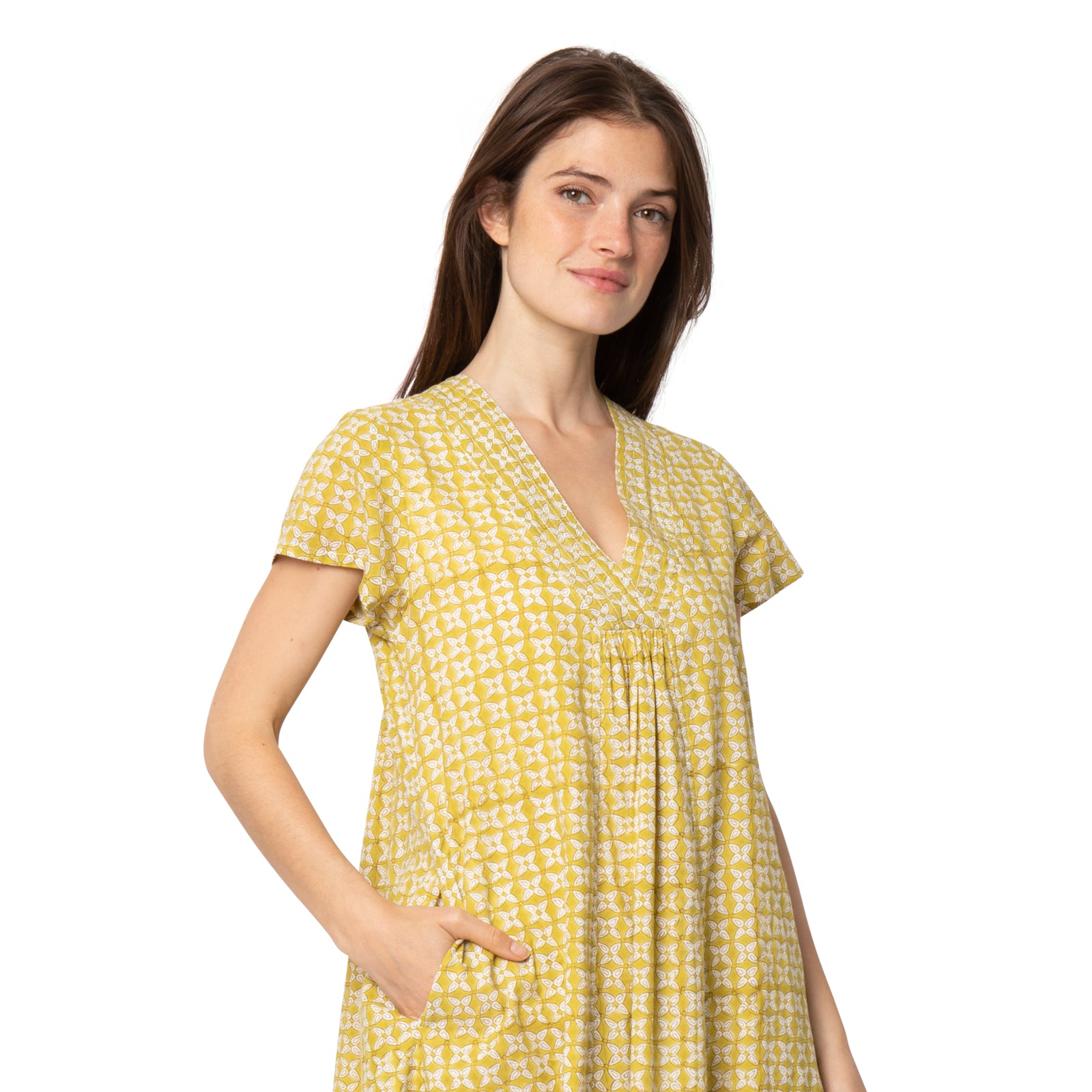 V Neck Dress Pistil 100% Organic Cotton - Yellow Flave YELLOW FLAVE