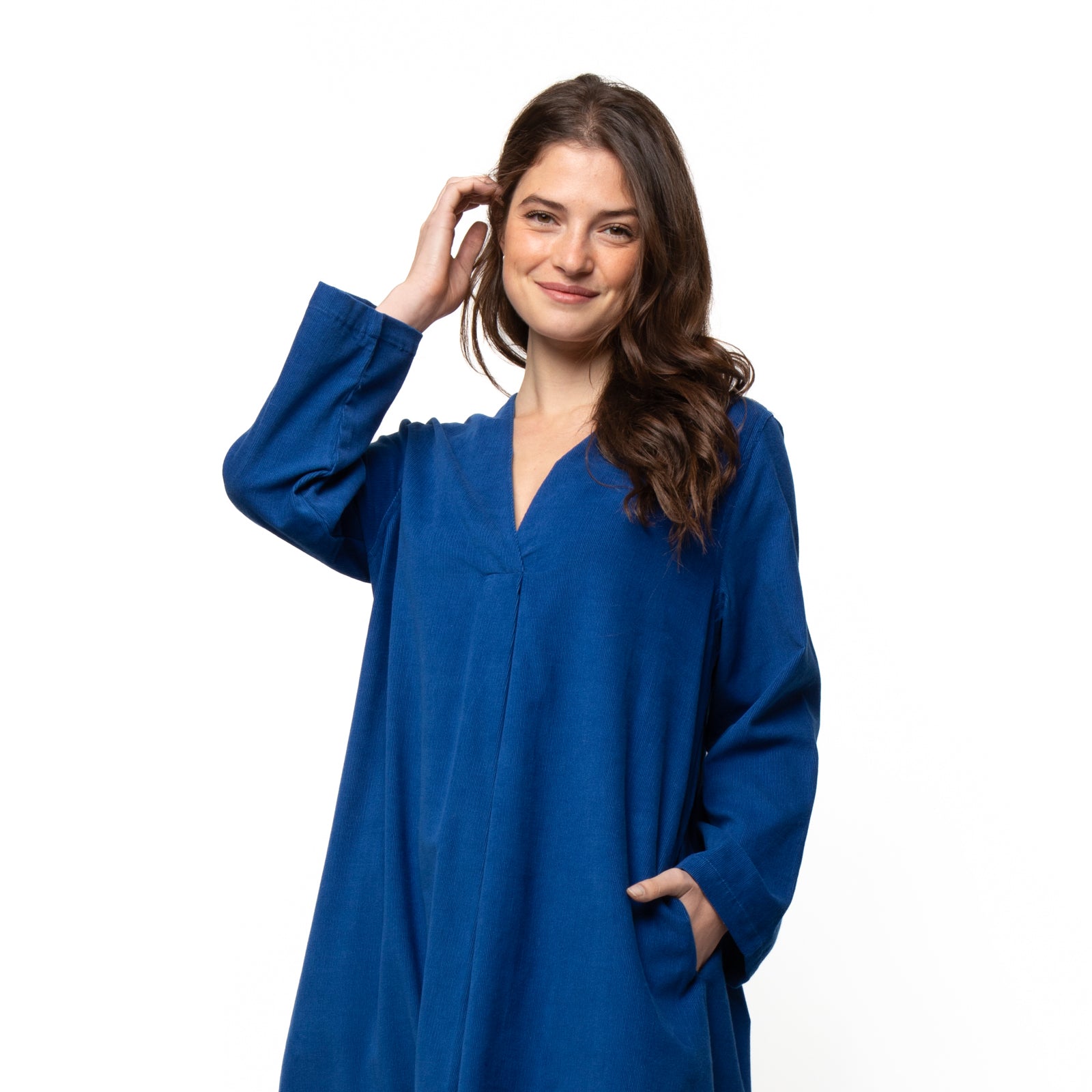 Neha Dress Velvet 100% Coton - Blue BLUE