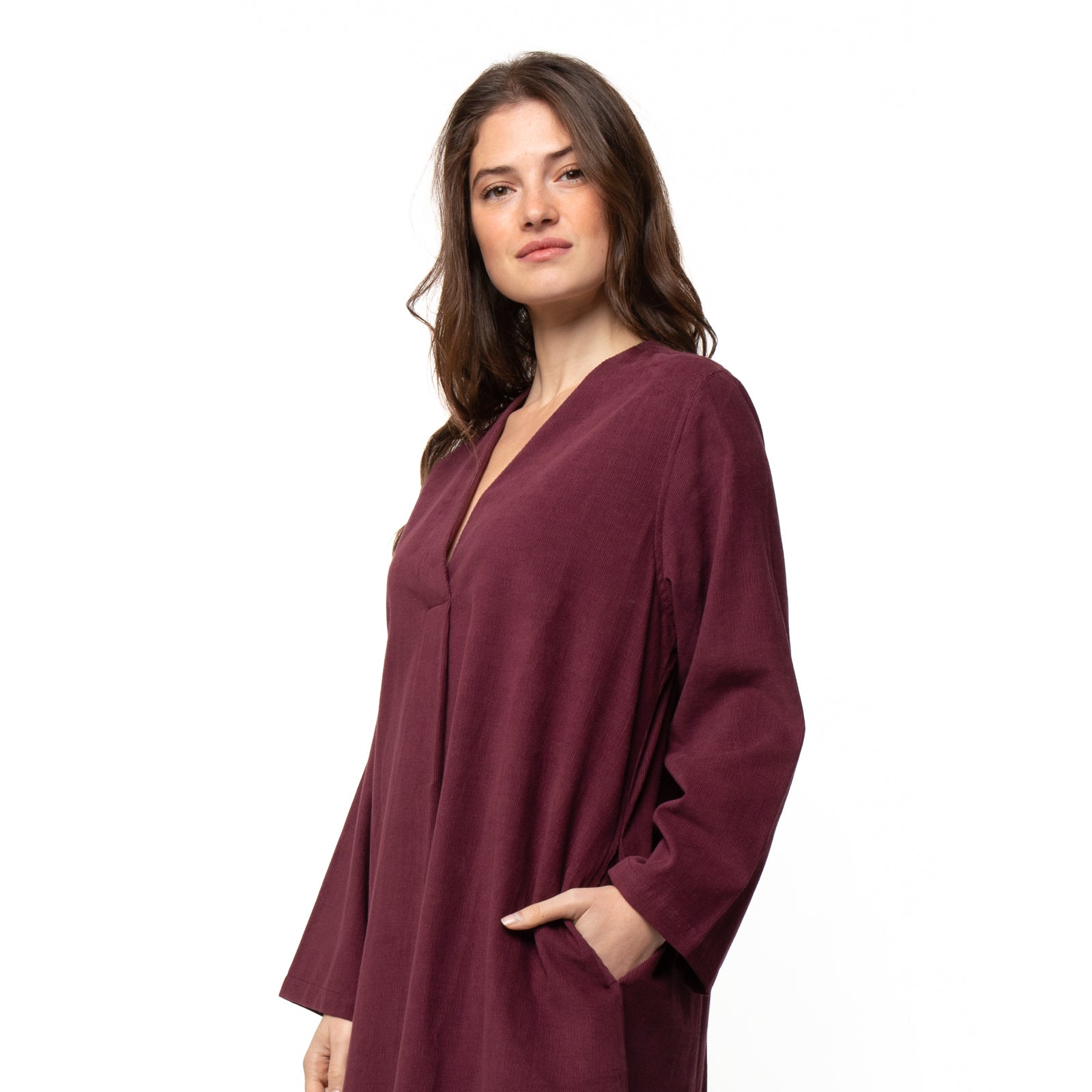 Neha Dress Velvet 100% Coton - Burgundy BURGUNDY