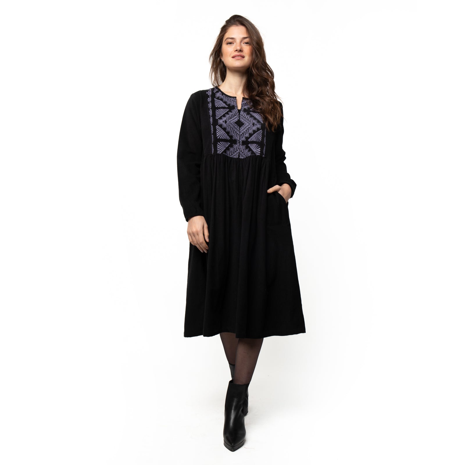 Lucia Dress Velvet 100% Coton - Black BLACK