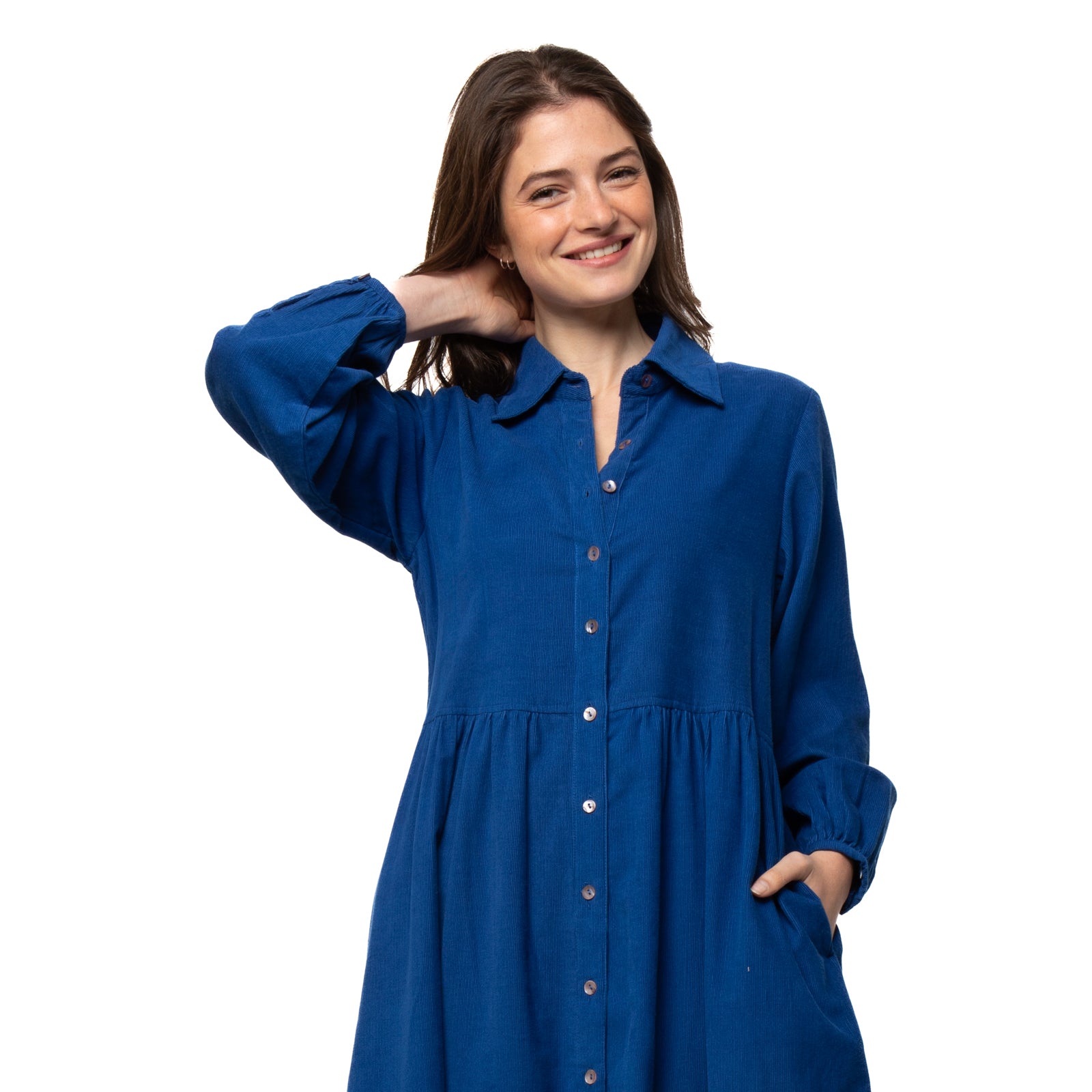 Paulette Dress Velvet 100% Coton - Blue BLUE