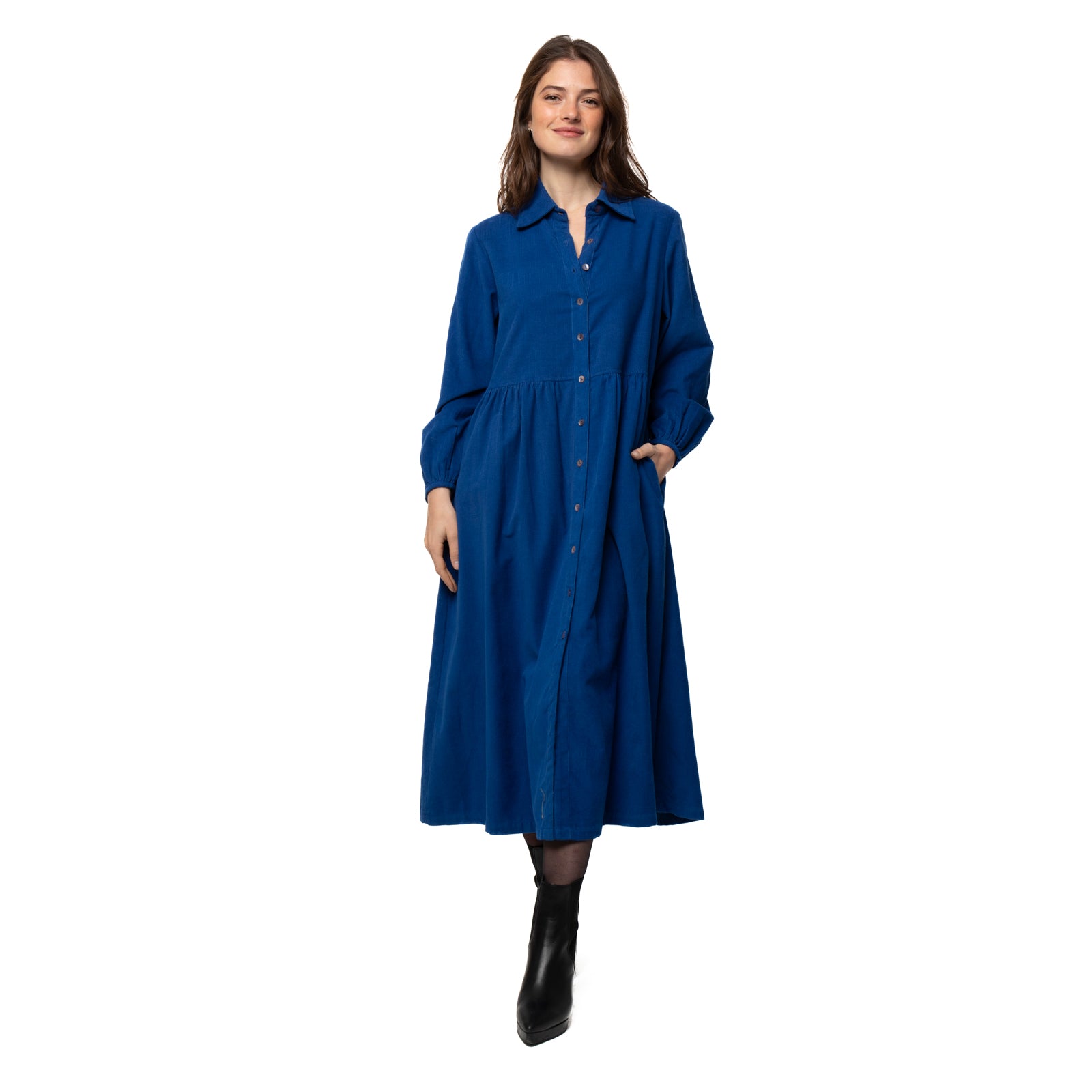 Paulette Dress Velvet 100% Coton - Blue BLUE