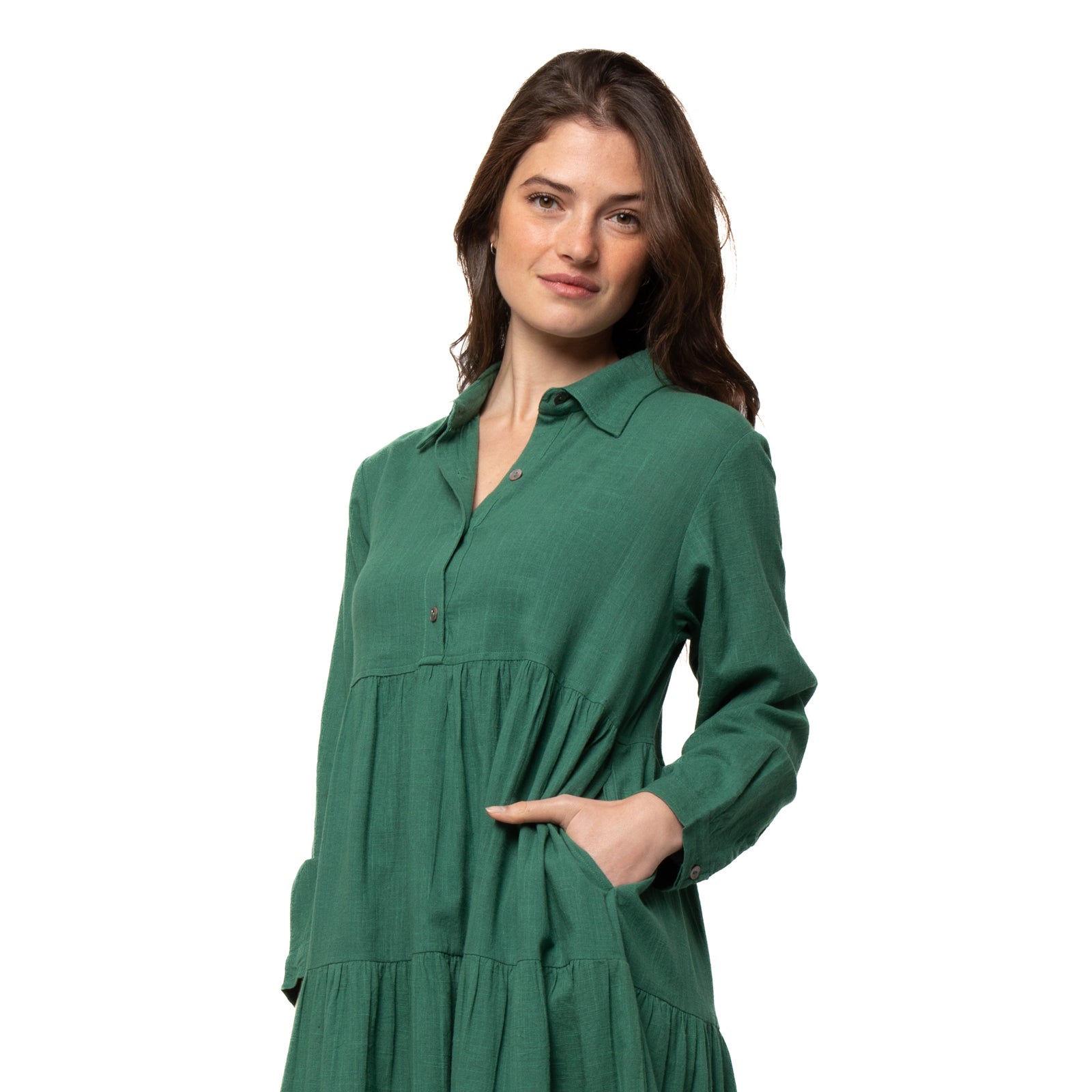 Ellis Dress Slub 100% Coton - Green GREEN