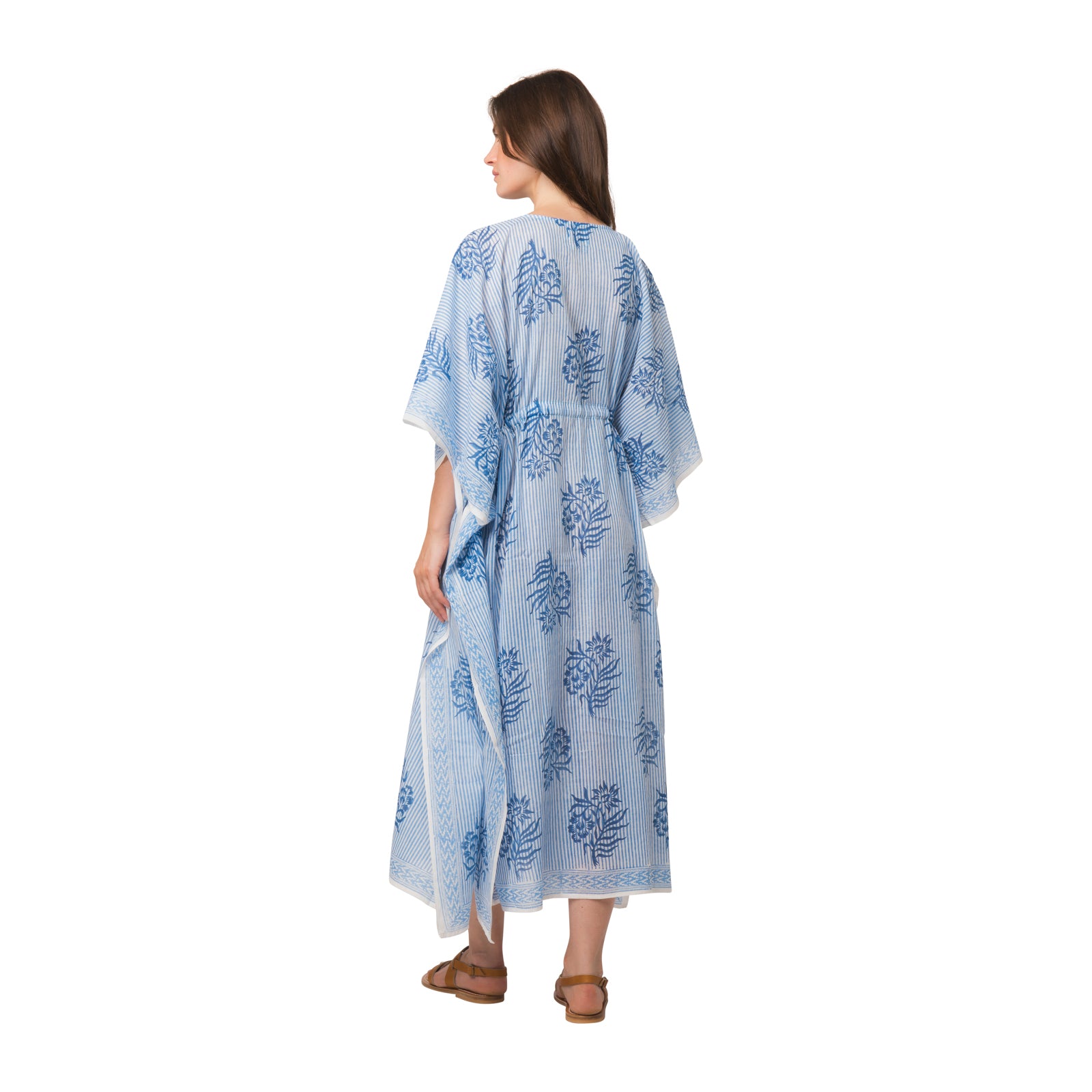 Long Caftan Cruise 100% Organic Cotton - Blue BLUE