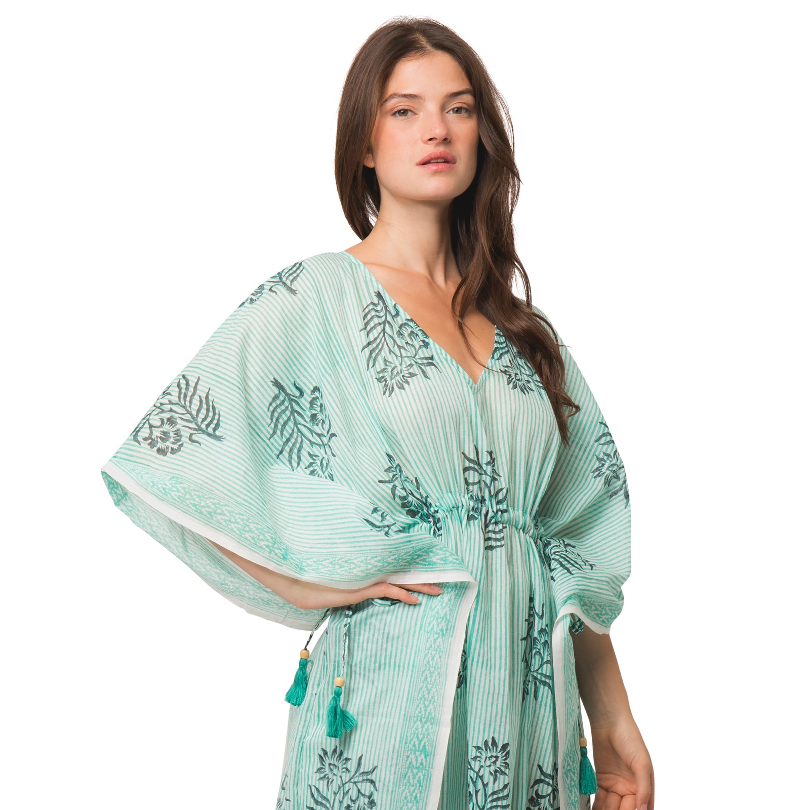 Long Caftan Cruise 100% Organic Cotton - Green GREEN