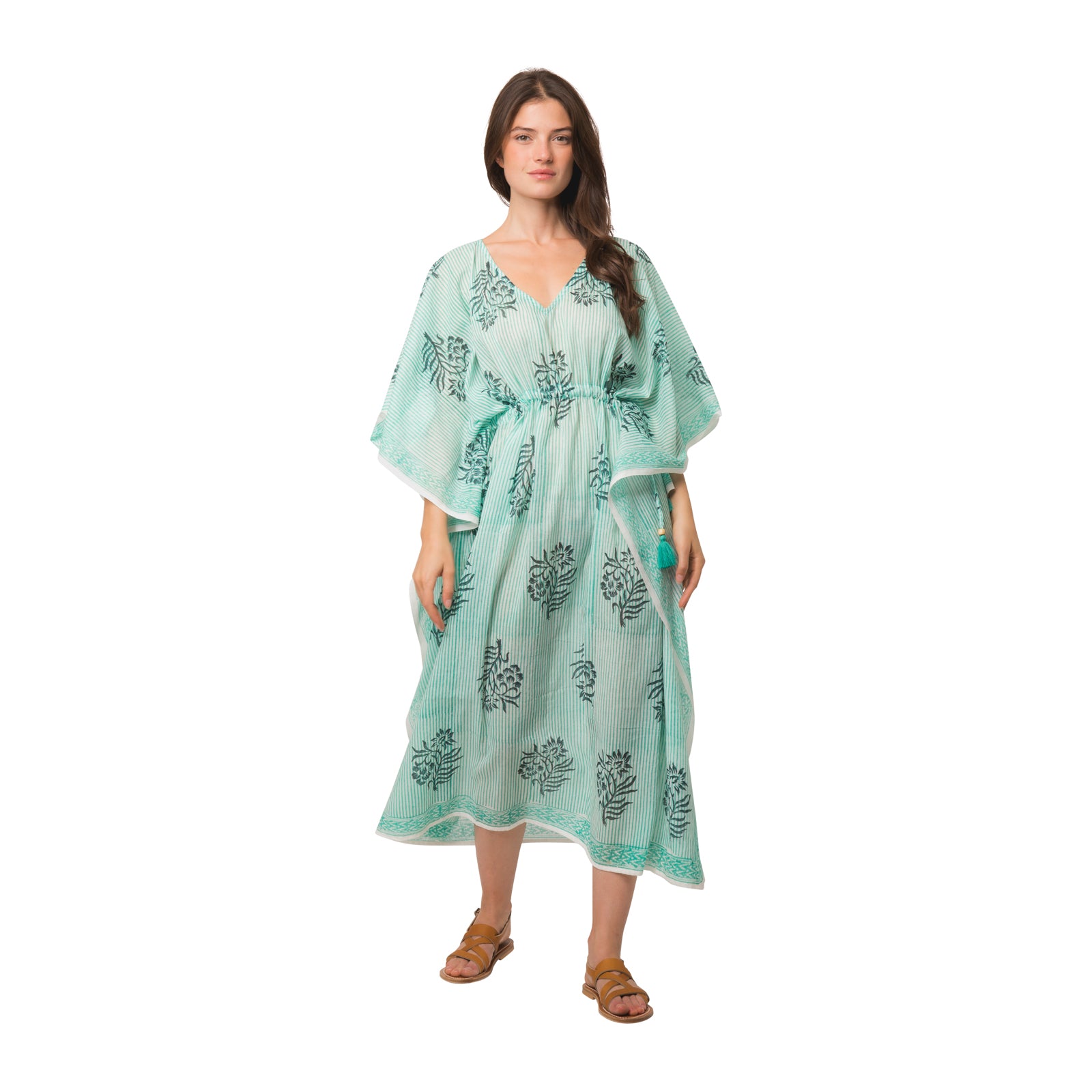 Long Caftan Cruise 100% Organic Cotton - Green GREEN