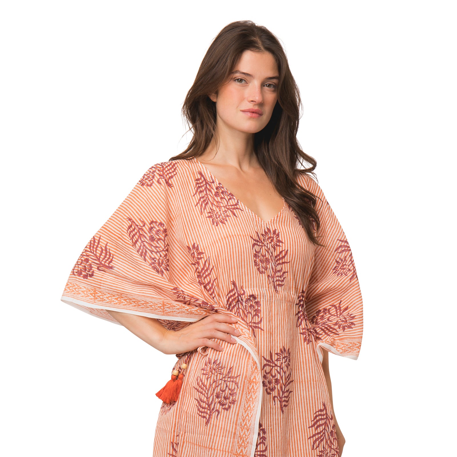 Long Caftan Cruise 100% Organic Cotton - Orange ORANGE