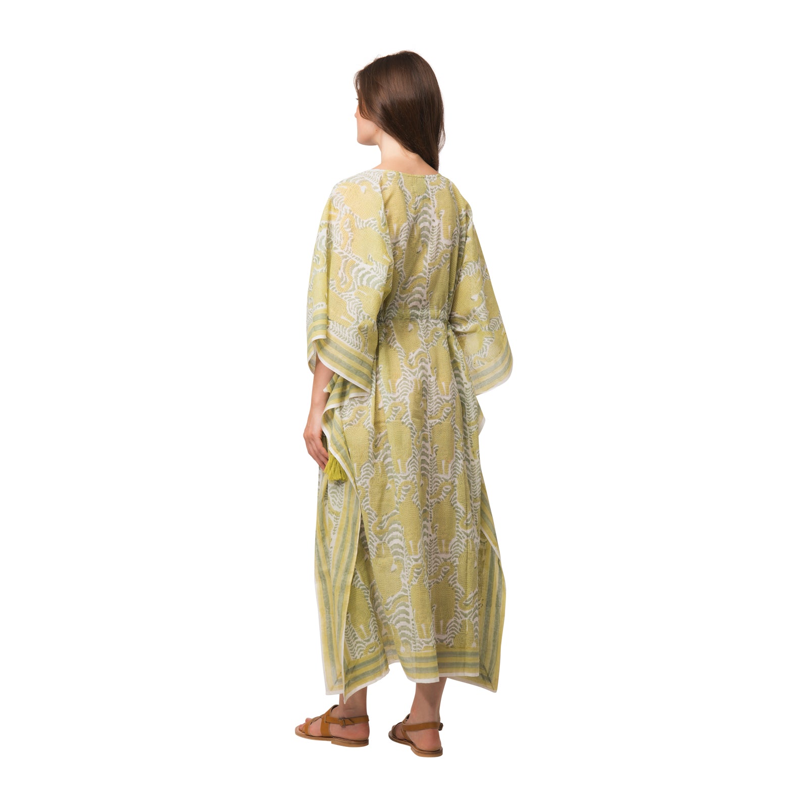 Long Caftan Tiger 100% Organic Cotton - Green GREEN