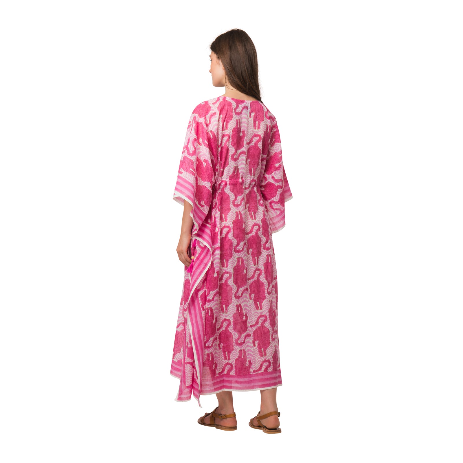 Long Caftan Tiger 100% Organic Cotton - Pink PINK