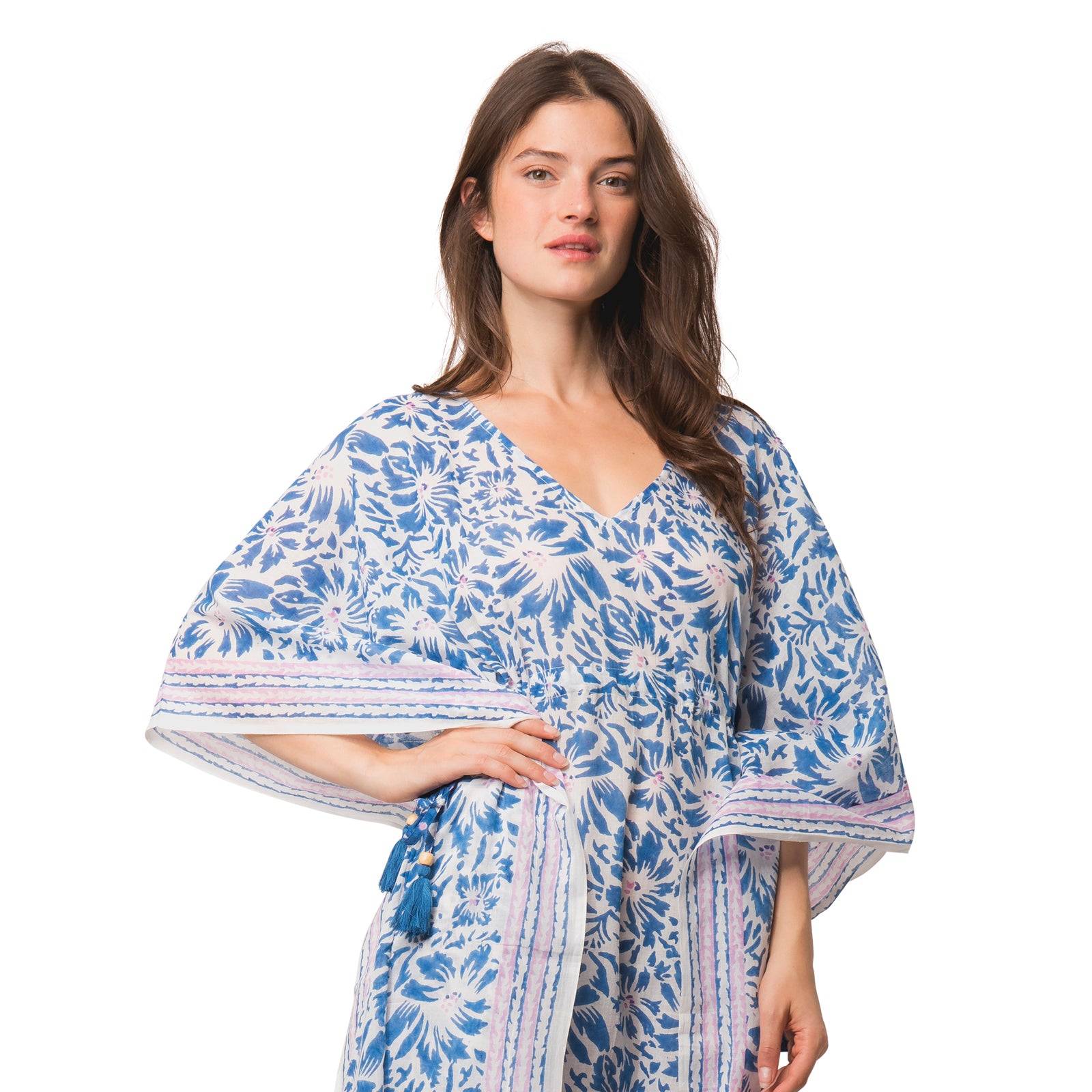 Long Caftan Lily 100% Organic Cotton - Blue BLUE