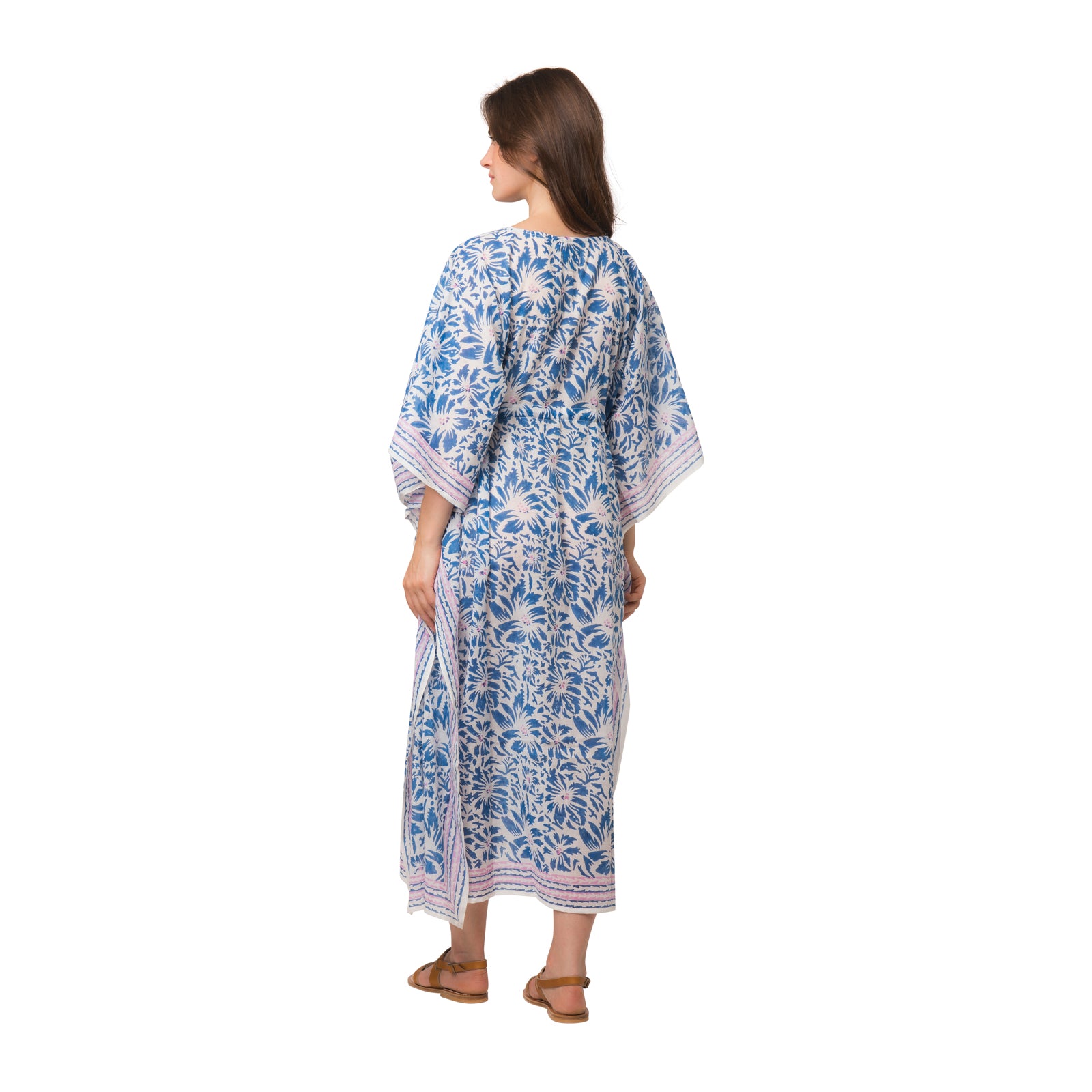 Long Caftan Lily 100% Organic Cotton - Blue BLUE