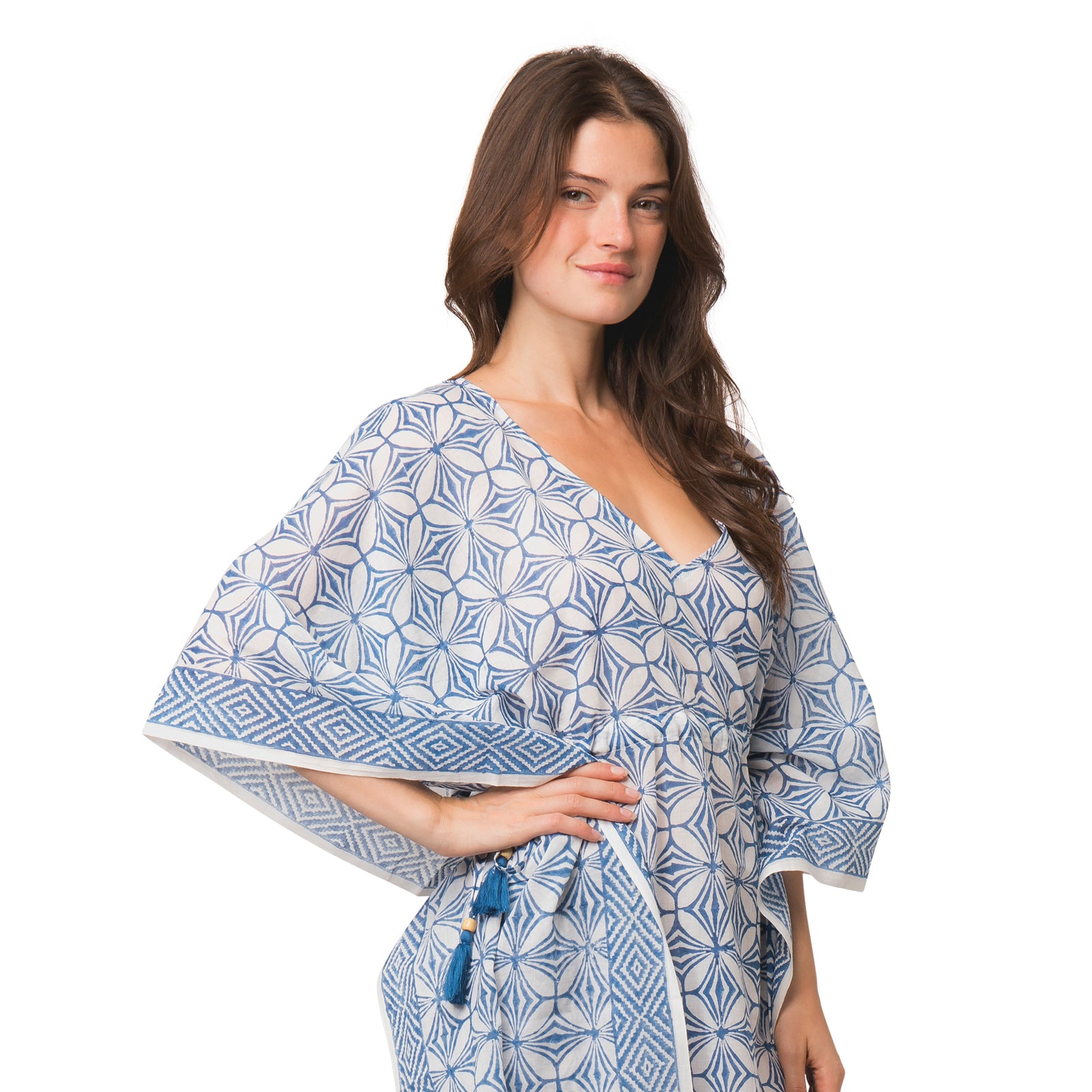 Short Caftan Mahani 100% Organic Cotton - Blue BLUE