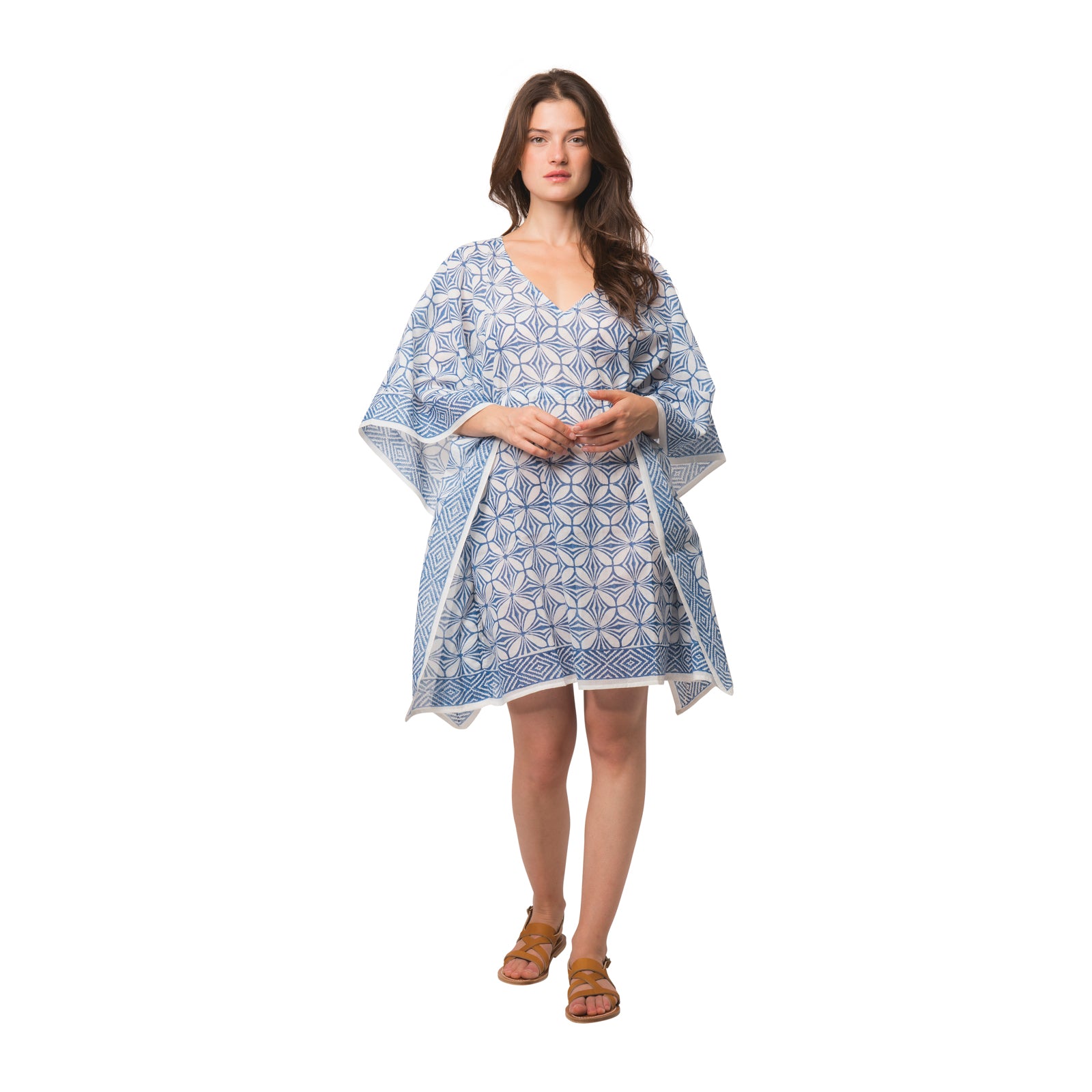 Short Caftan Mahani 100% Organic Cotton - Blue BLUE