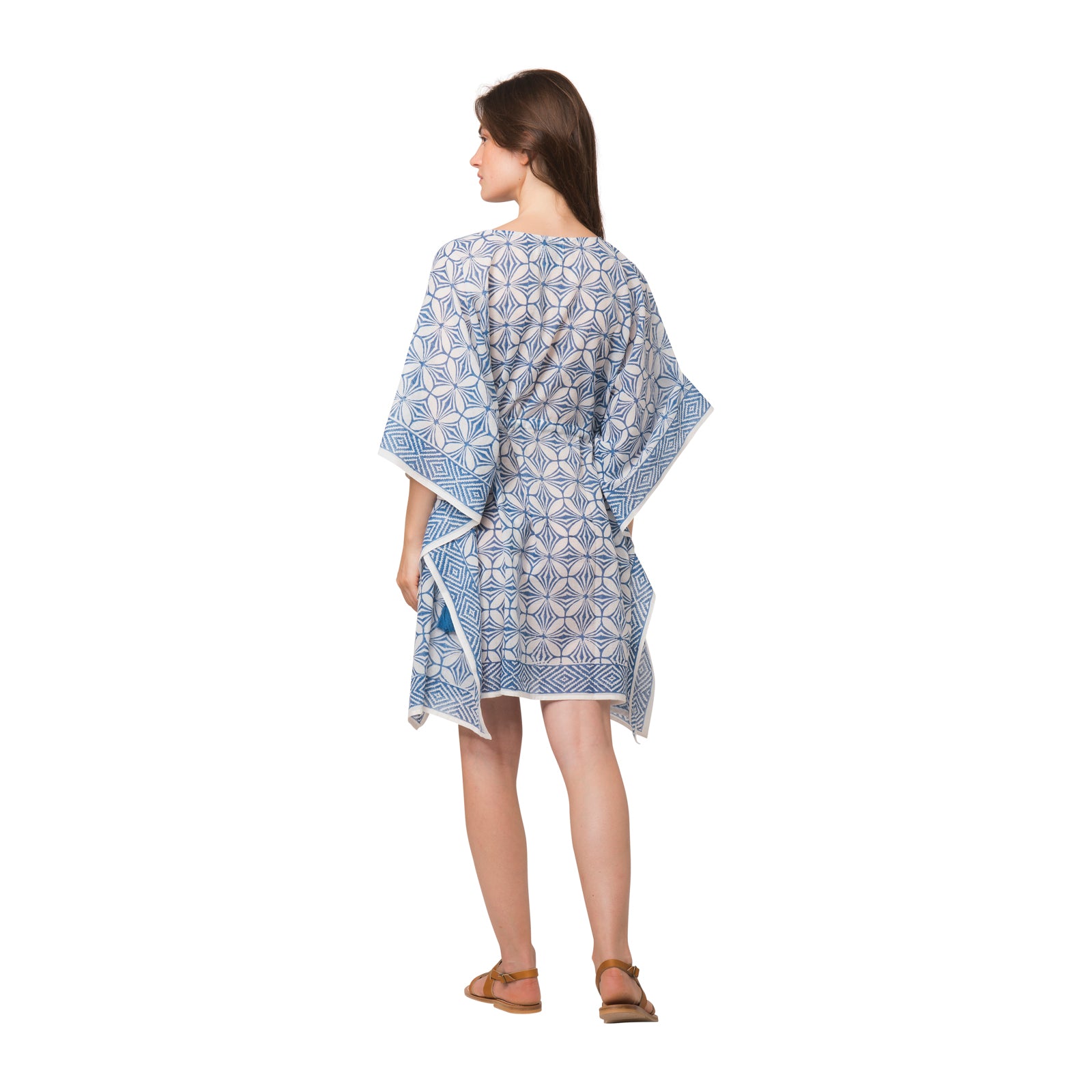 Short Caftan Mahani 100% Organic Cotton - Blue BLUE